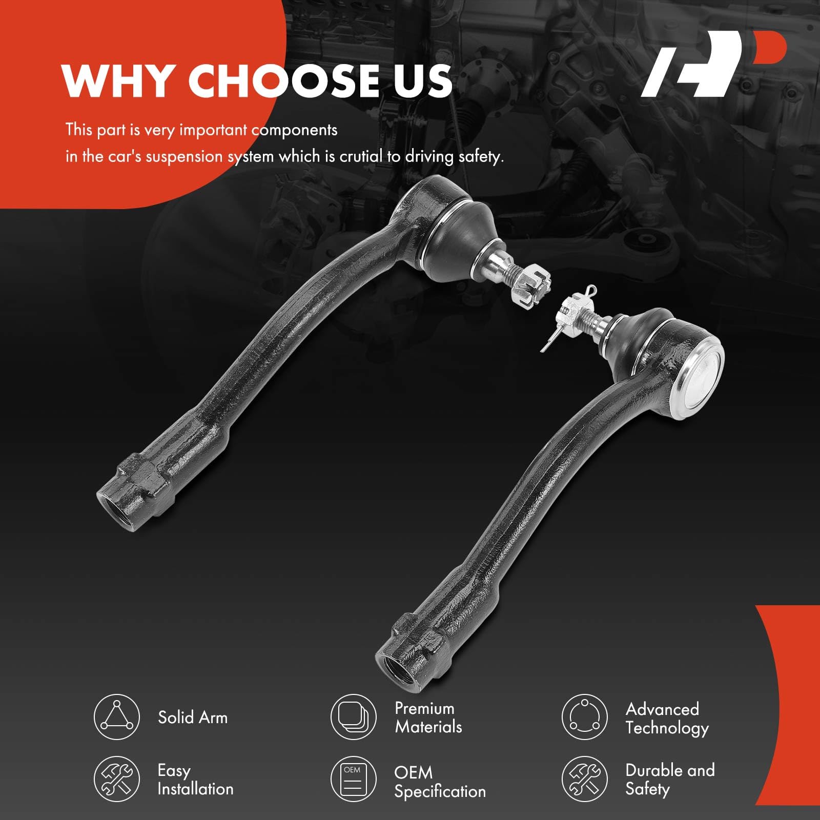 A-Premium Front Outer Tie Rod Ends - 2 Pack, Compatible with Kia Soul 2010-2013, Durable Steering Components