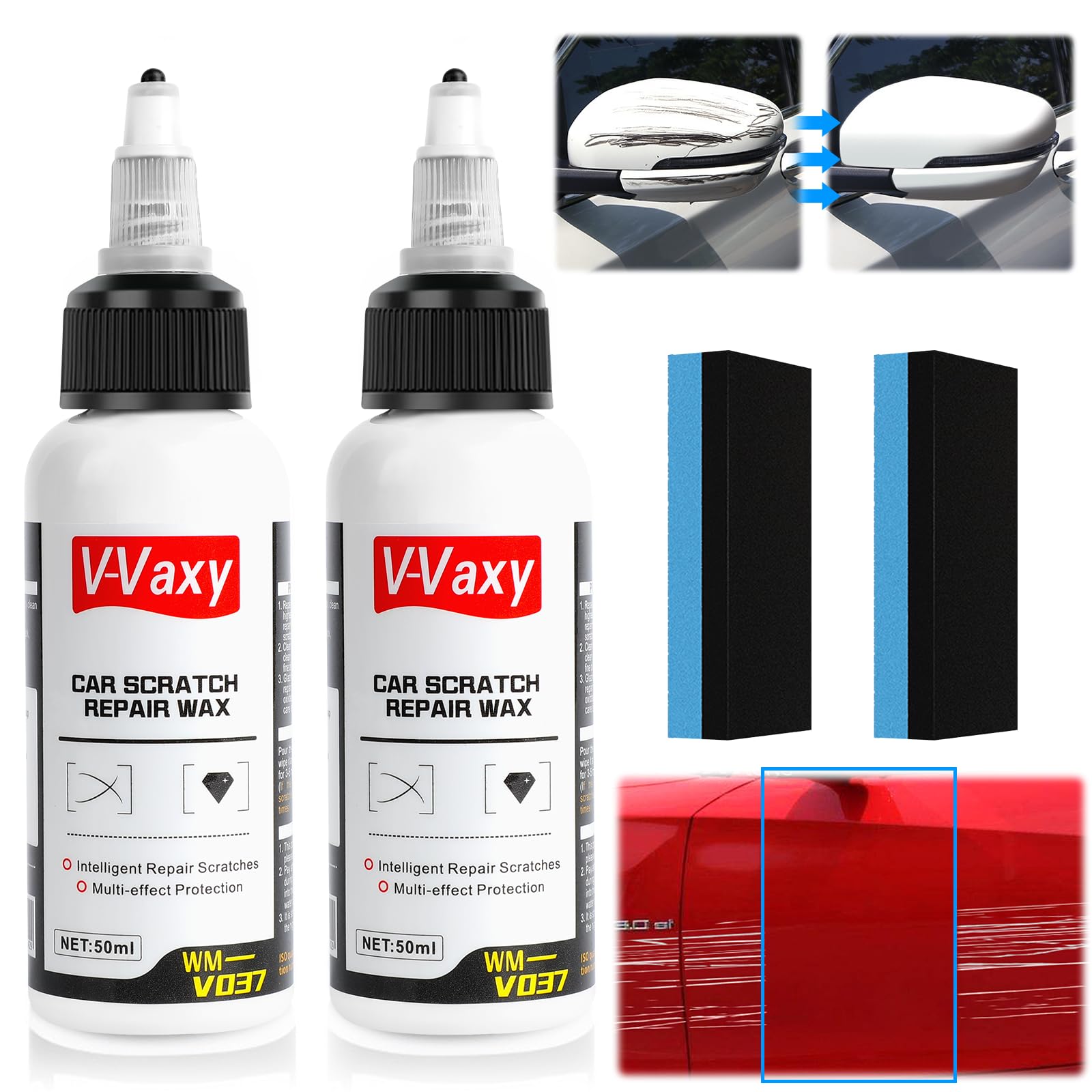 V-Vaxy Car Scratch Repair Wax, Car Buff Out Scratch, Car Paint Scratch Repair, Car Scratch Repair Paste, Car Wax Scratch Kit, Mu