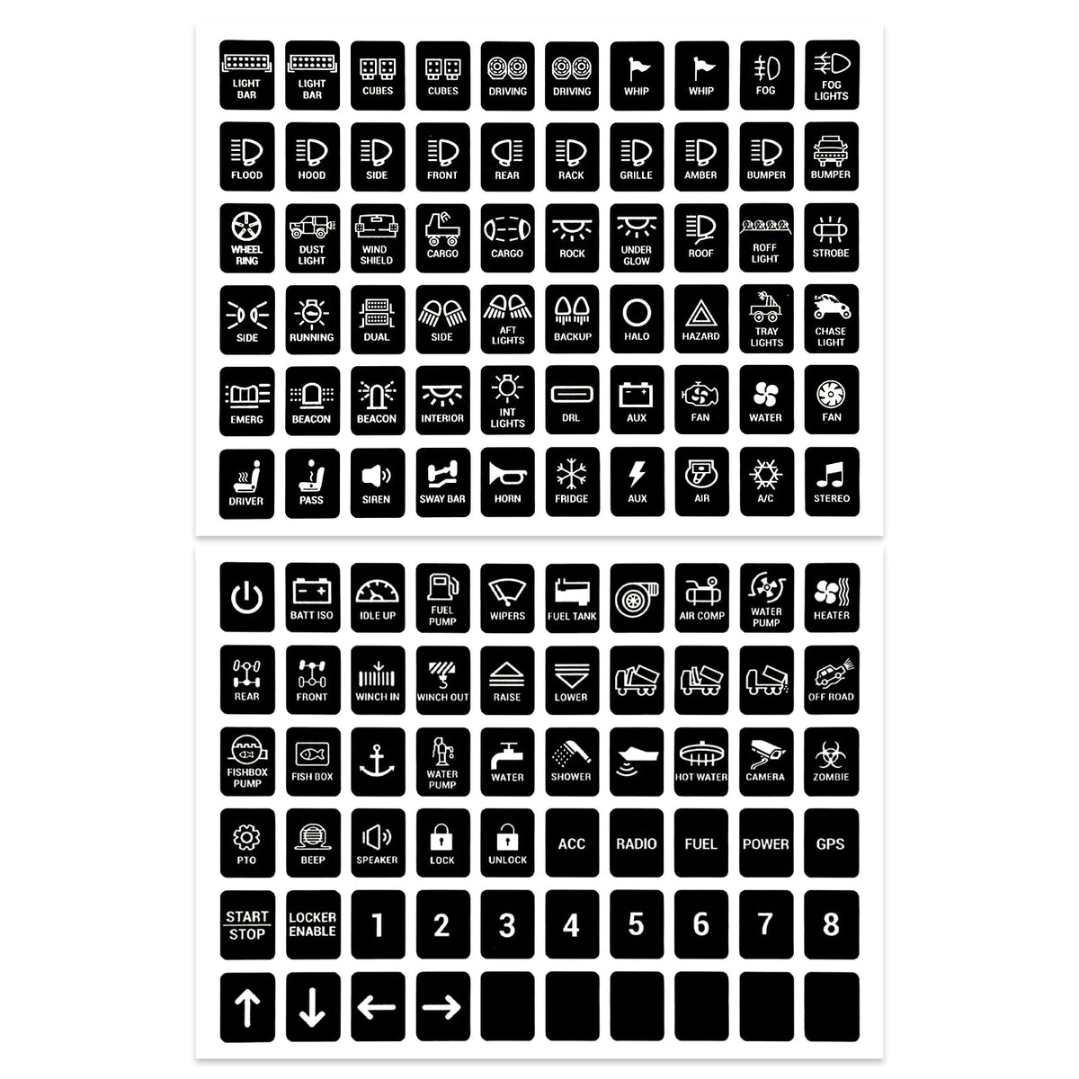 KVAEY 120 PCS Car Decal Stickers, Graphic Text Auto Rocker Switch Labels, Universal Waterproof Rocker Toggle Switch Panel Sticke