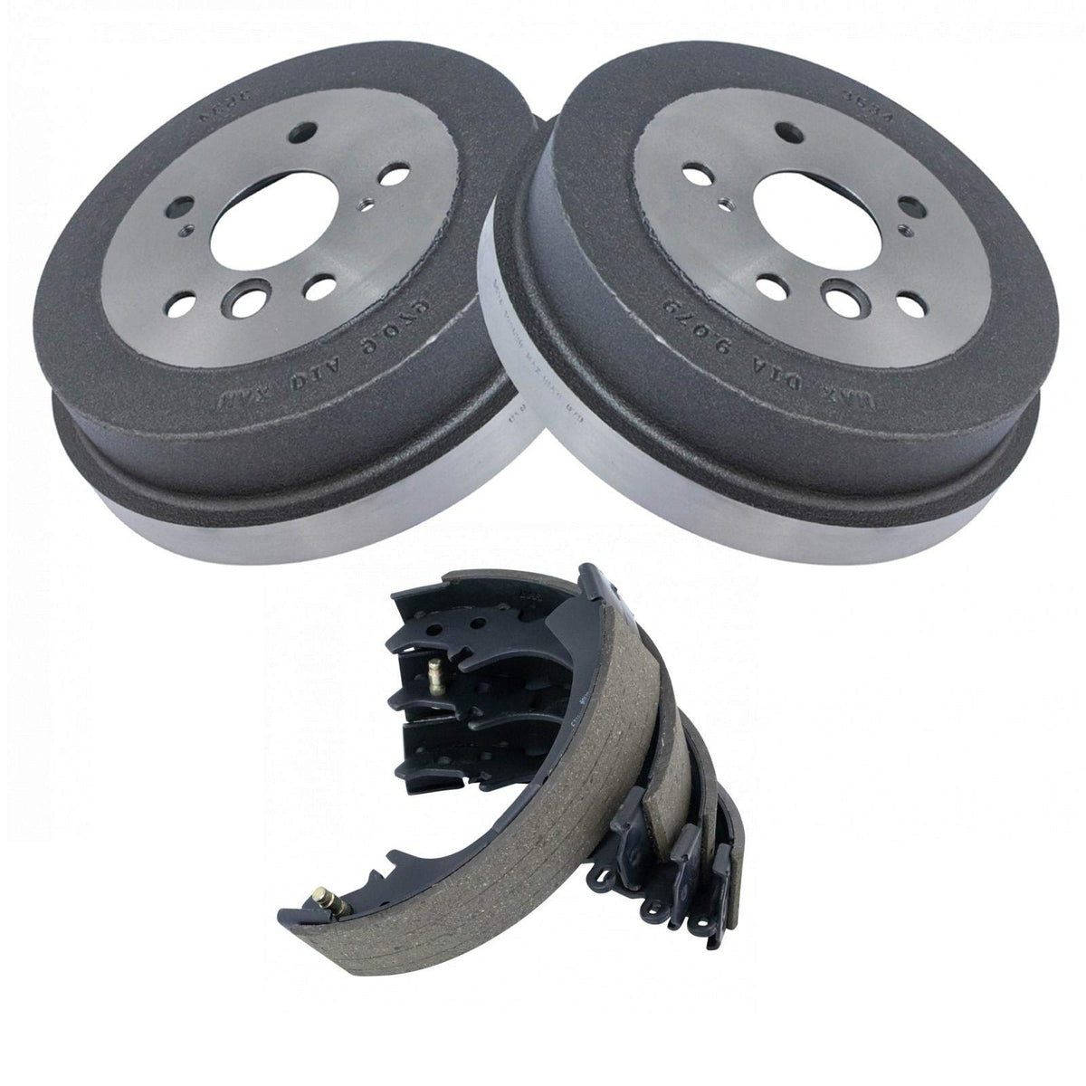 TRQ Rear Brake Drums Pair & Shoe Left & Right Set Kit Compatible with Toyota Camry Solara