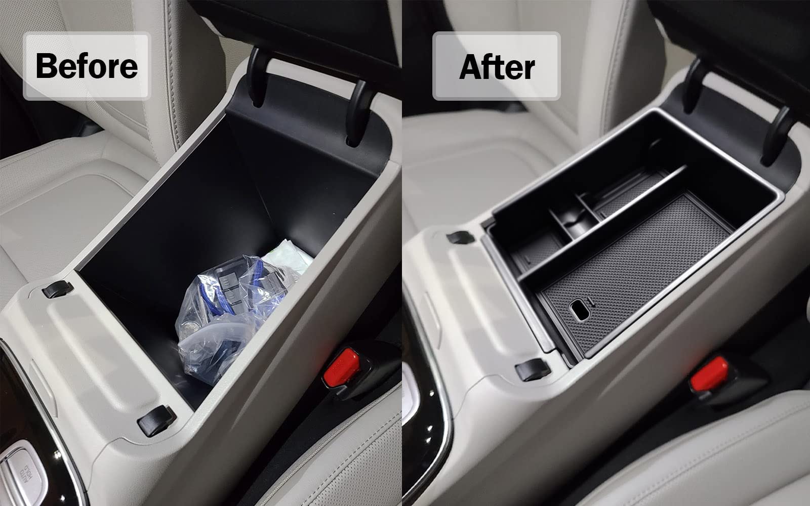 Tacorbo Center Console Organizer Compatible With Hyundai 2022-2024 Tucson Plug-In Hybrid/Hybrid All Trims And Tucson Gas Limited And Santa Cruz 2022-2025 Accessories, Armrest Insert Tray, Black