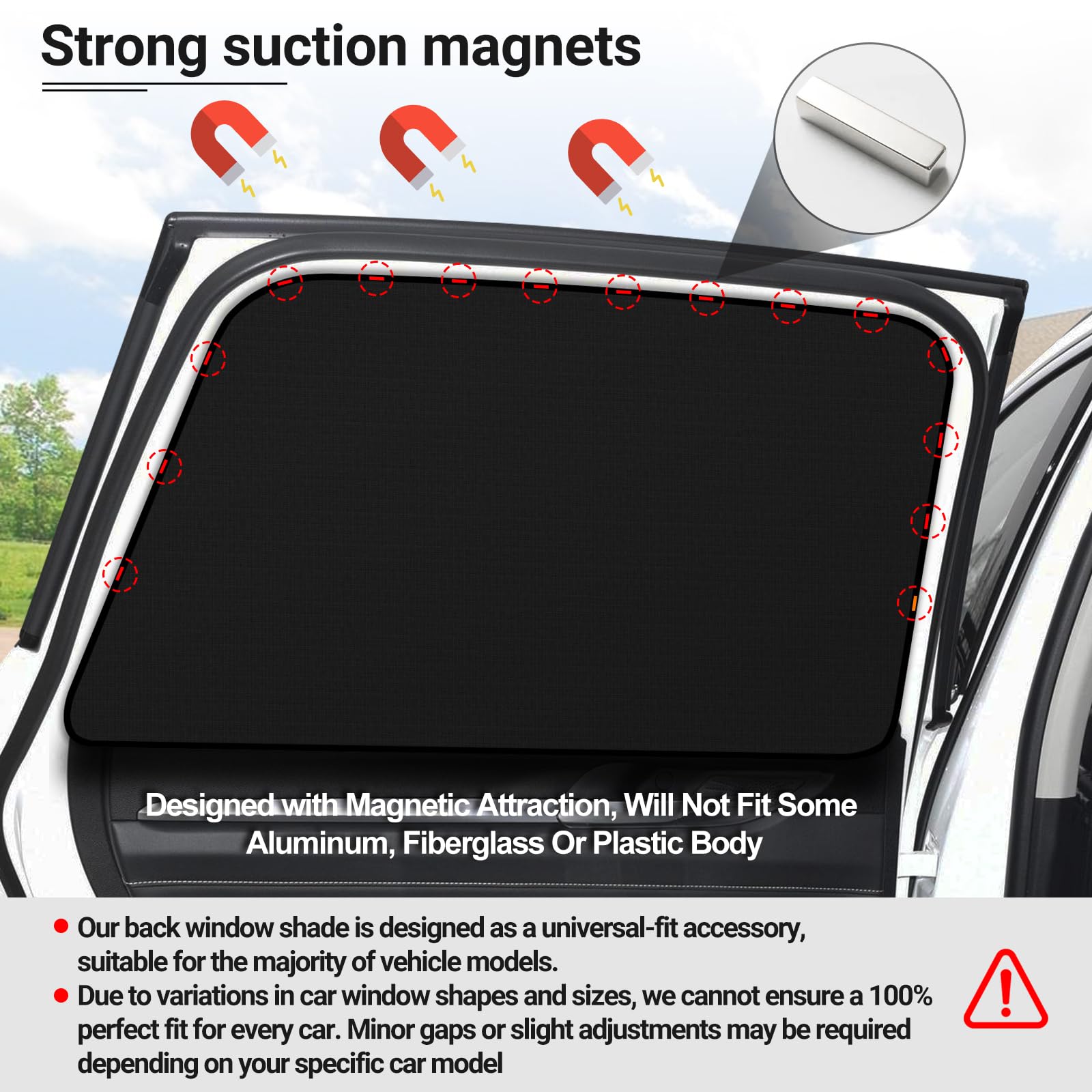 ZATOOTO 2 Pcs Rear Window Covers - Car Side Window Sun Shades - Privacy Magnetic Reflected Sunlight Protection for Baby Child Sl