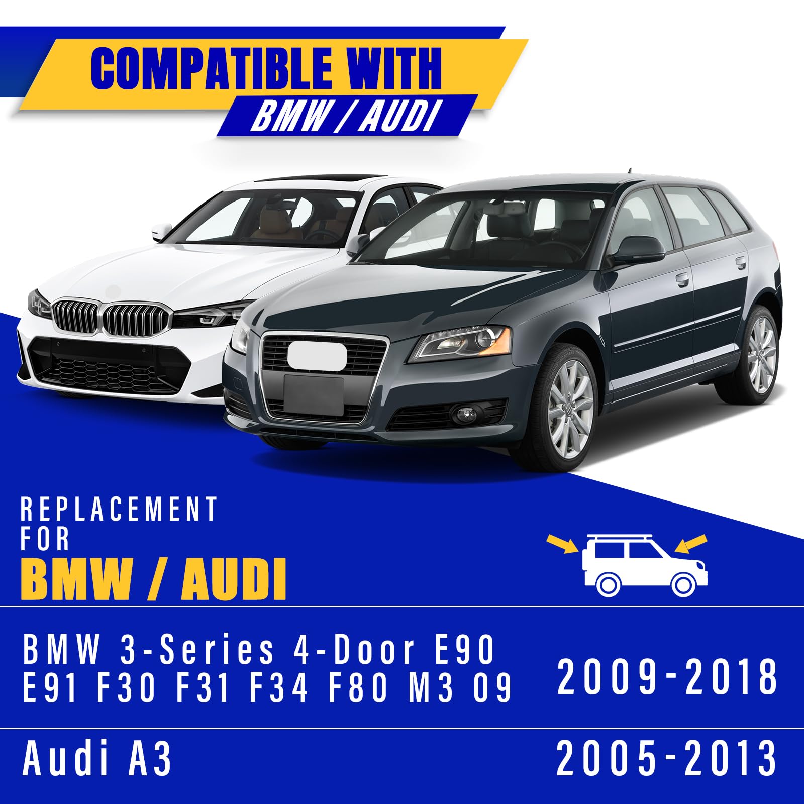 2 Wipers Replacement For Bmw 3-Series 4-Door E90 E91 F30 F31 F34 F80 M3 09/2009-2018 Audi A3 2005-2013, Windshield Wiper Blades Original Equipment Replacement - 24'/19' (Set Of 2) Pinch Tab