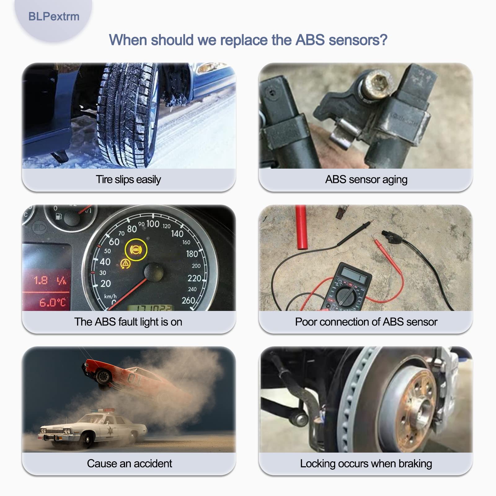 ABS Wheel Speed Sensor, Front Rear Left Right, for Chevy Avalanche Suburban 1500 Tahoe 2007-2012, Silverado 1500 2007-2013, for