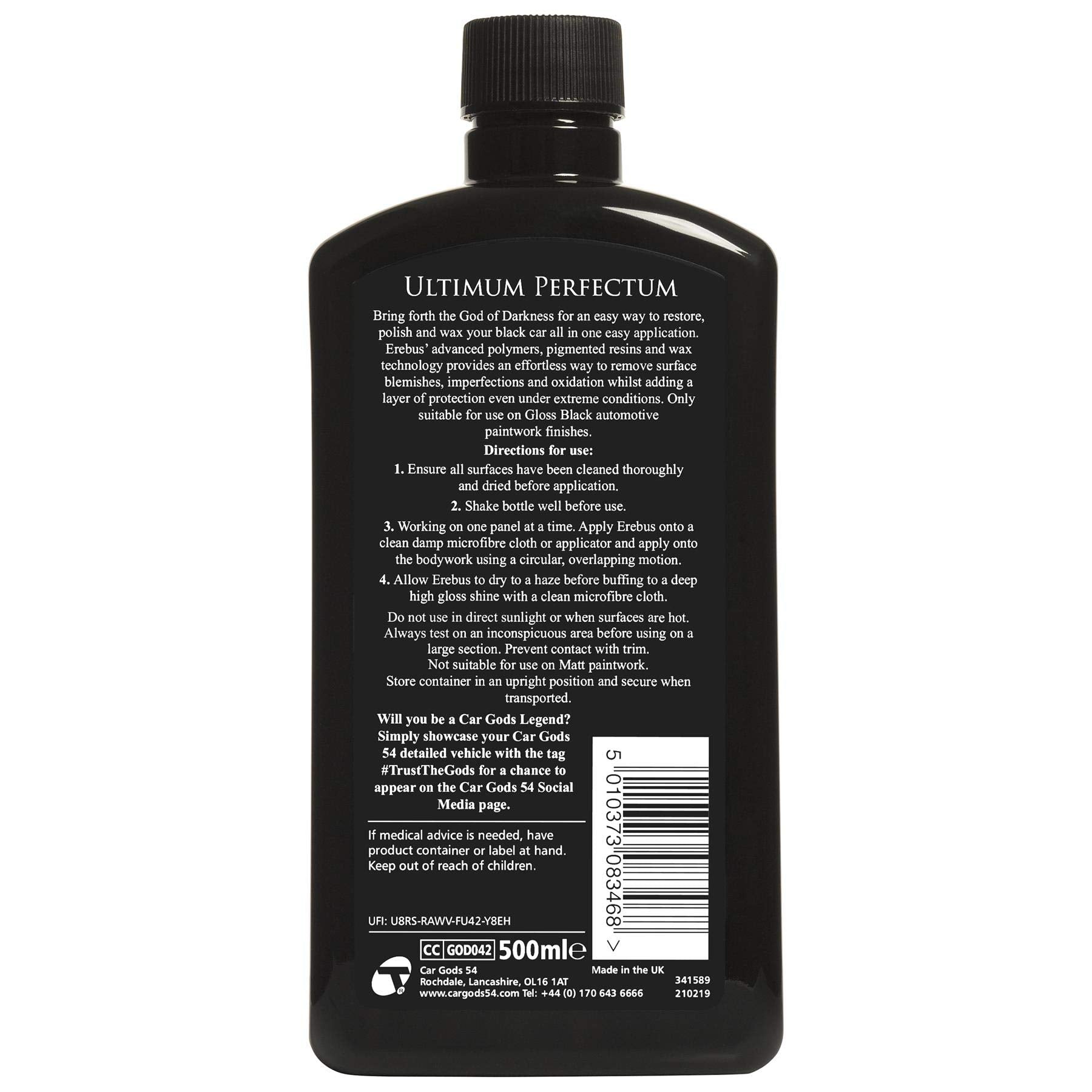Car Gods Black Carnauba Wax Polish, Pigmented Formula 3 In 1 Removes Surface Oxidation, Blemishes And Minor Scratches, 17 Fl Oz