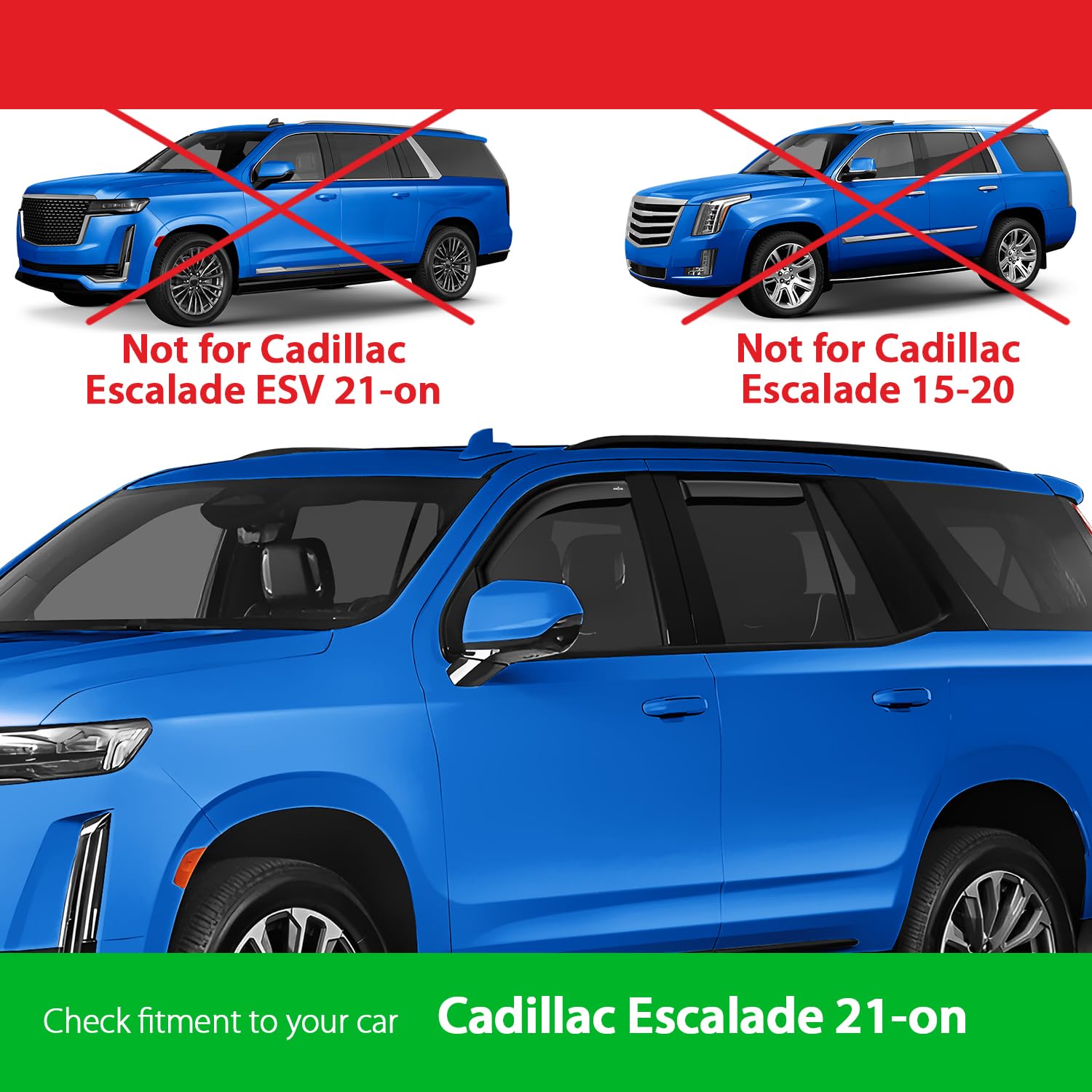 Goodyear Shatterproof In-Channel Window Deflectors For Cadillac Escalade 2021-2025, Rain Guards, Window Visors For Cars, Vent De