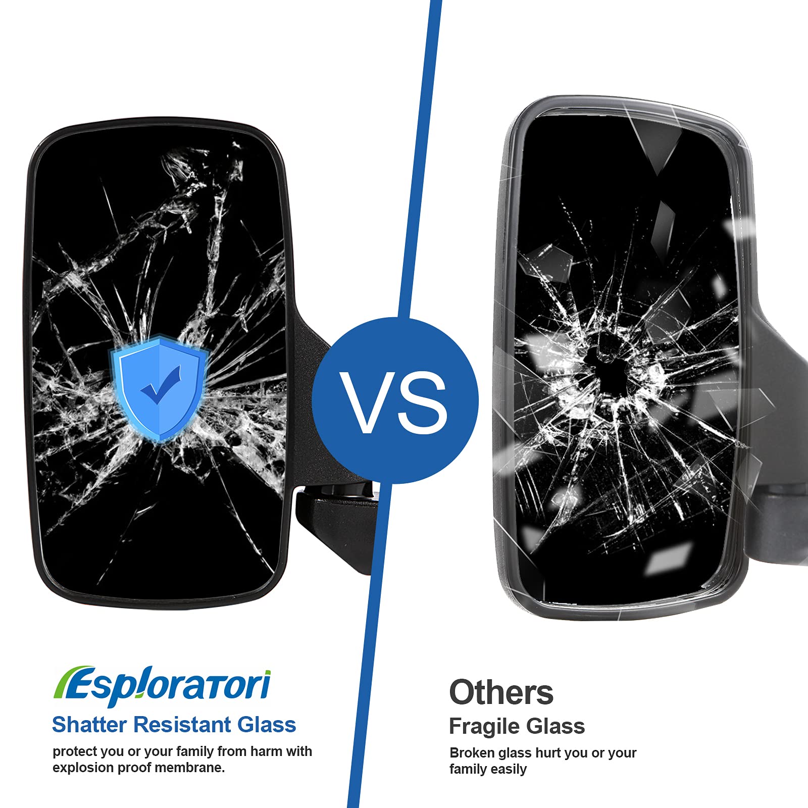 Utv Ranger Rear View Mirror And Side Mirrors Set Compatible With 2015-2024 Polaris Ranger 500 570 900 1000 Xp Crew Accessories W/Pro-Fit Profiled Tube Utv Center Mirror Accessories