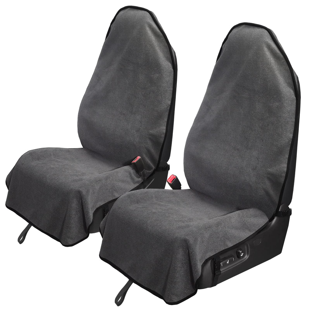 Leader Accessories 2Pcs Grey Waterproof Towel Auto Car Seat Cover Protector Machine Washable - Fit Yoga Running Crossfit Athlete