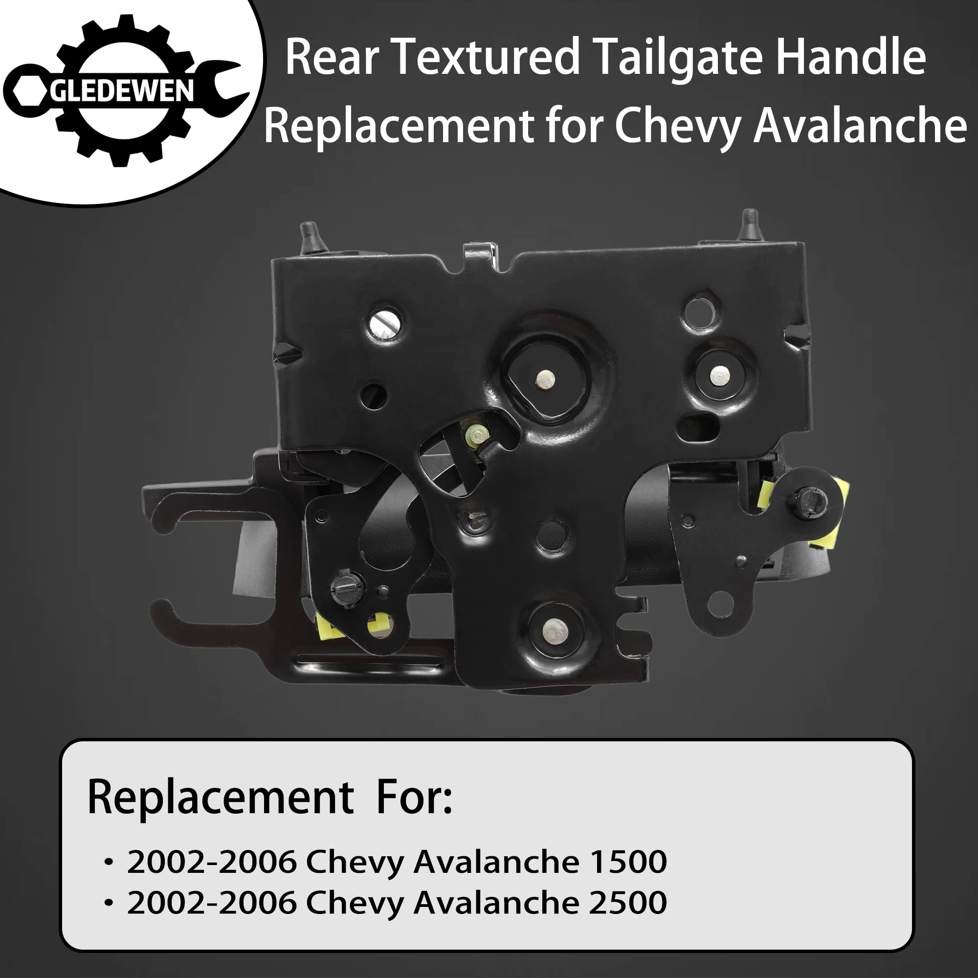 Tailgate Door Handle, Compatible With Chevy Avalanche 1500 2500 Pickup 2002 2003 2004 2005 2006, Exterior Rear Textured, | Replace# 19209650 15086873 Gm1915115 Tail Gate Outside Liftgate Latch Lock