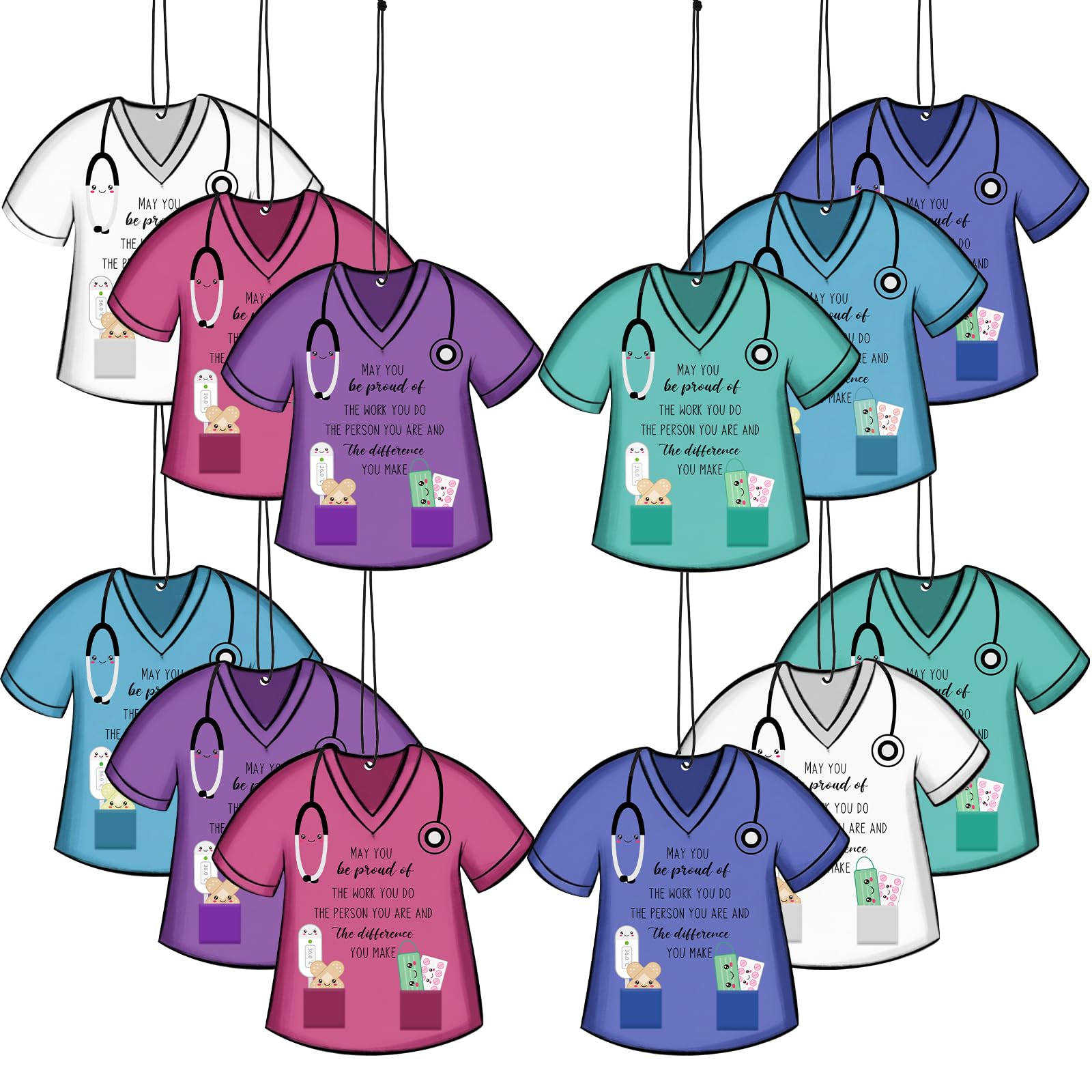 Siifert 48 Pcs Nurse Appreciation Gift Bulk Funny Air Freshener Car Scented Thank You Hanging Decor Gifts for Doctors Practition