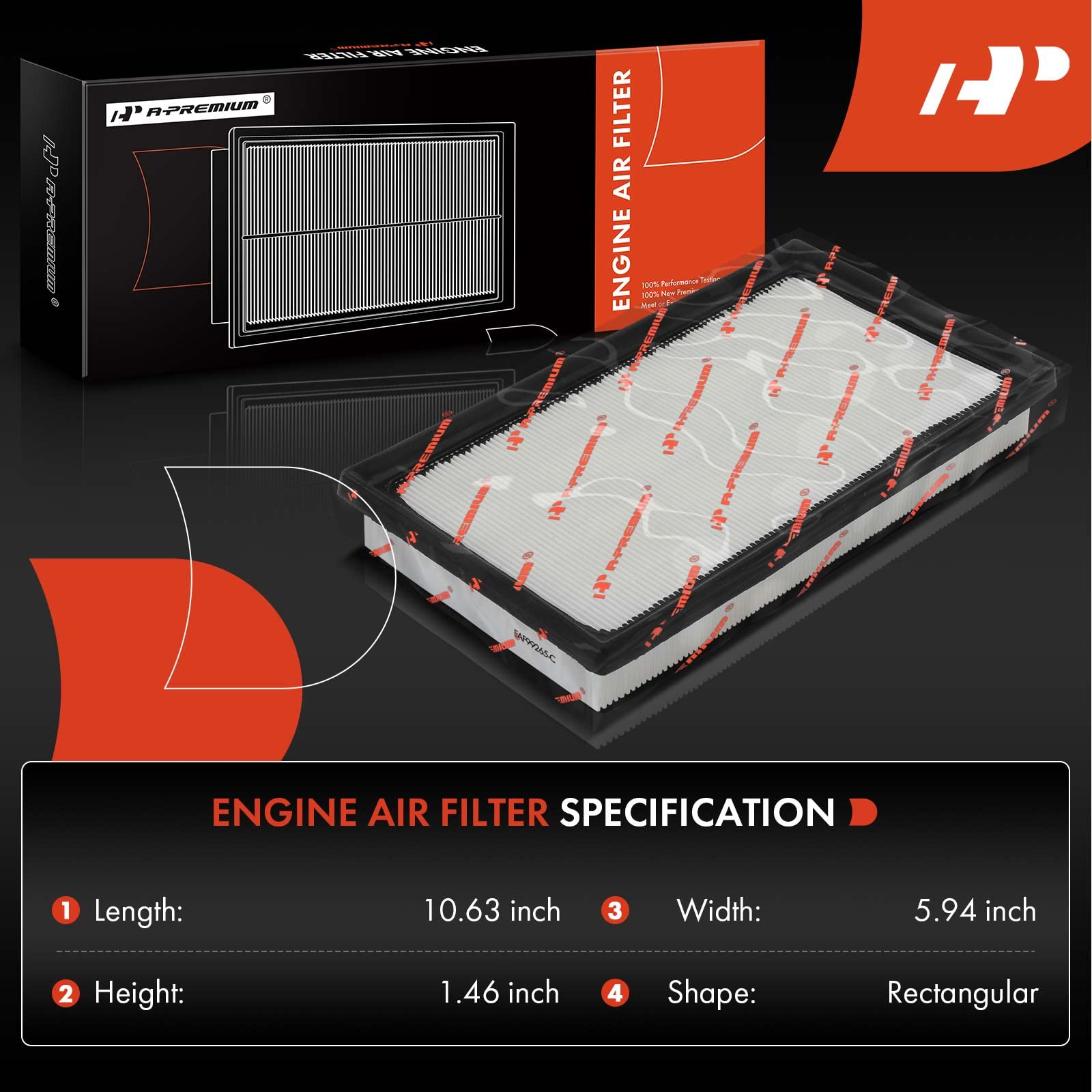 A-Premium Engine Air Filter Compatible With Toyota Camry(Hybrid), Rav4(Hybrid), Corolla, Highlander(Hybrid), Sienna(Hybrid), Avalon(Hybrid), Venza(Hybrid) & Lexus Rx350H, Es300H, Nx350H & Subaru Brz