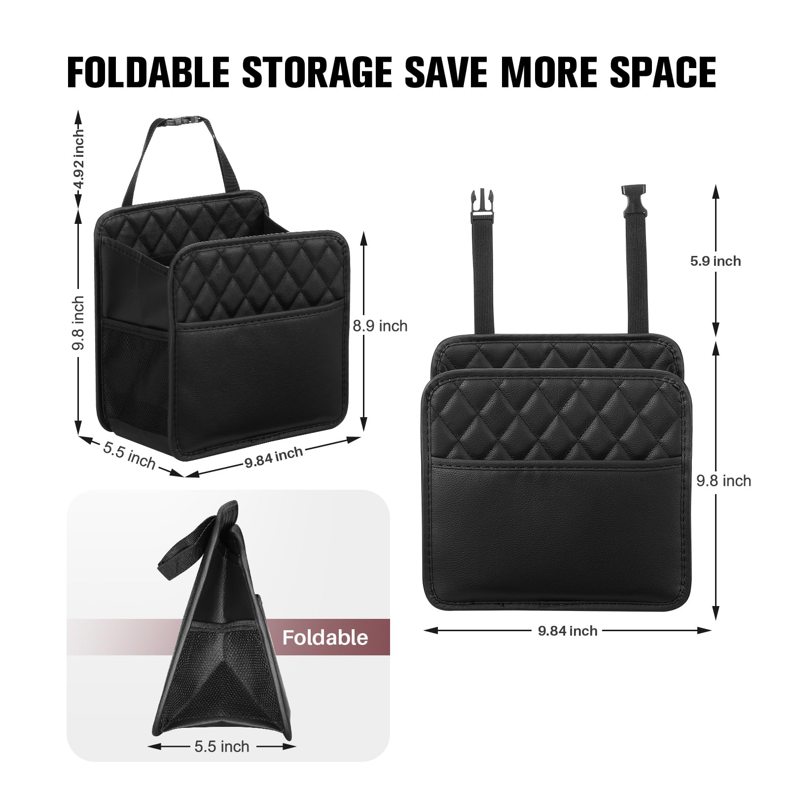 LXUNYI Car Organizer Back Seat, Waterproof Pu Leather Car Seat Storage Bag Foldable Universal Hanging Car Seat Back Organizer fo