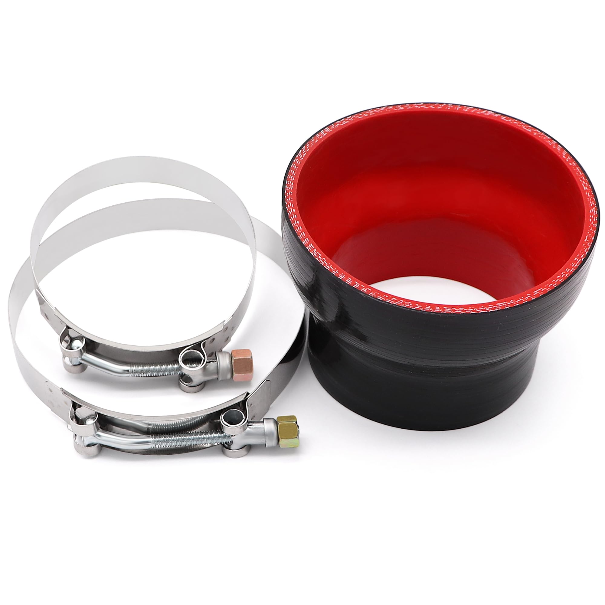 Taukealugs Straight Reducer Coupler Silicone Hose ID 3-1/2inch to 4-1/2inch 4-Ply with Stainless Steel T-Bolt Clamp for Automoti