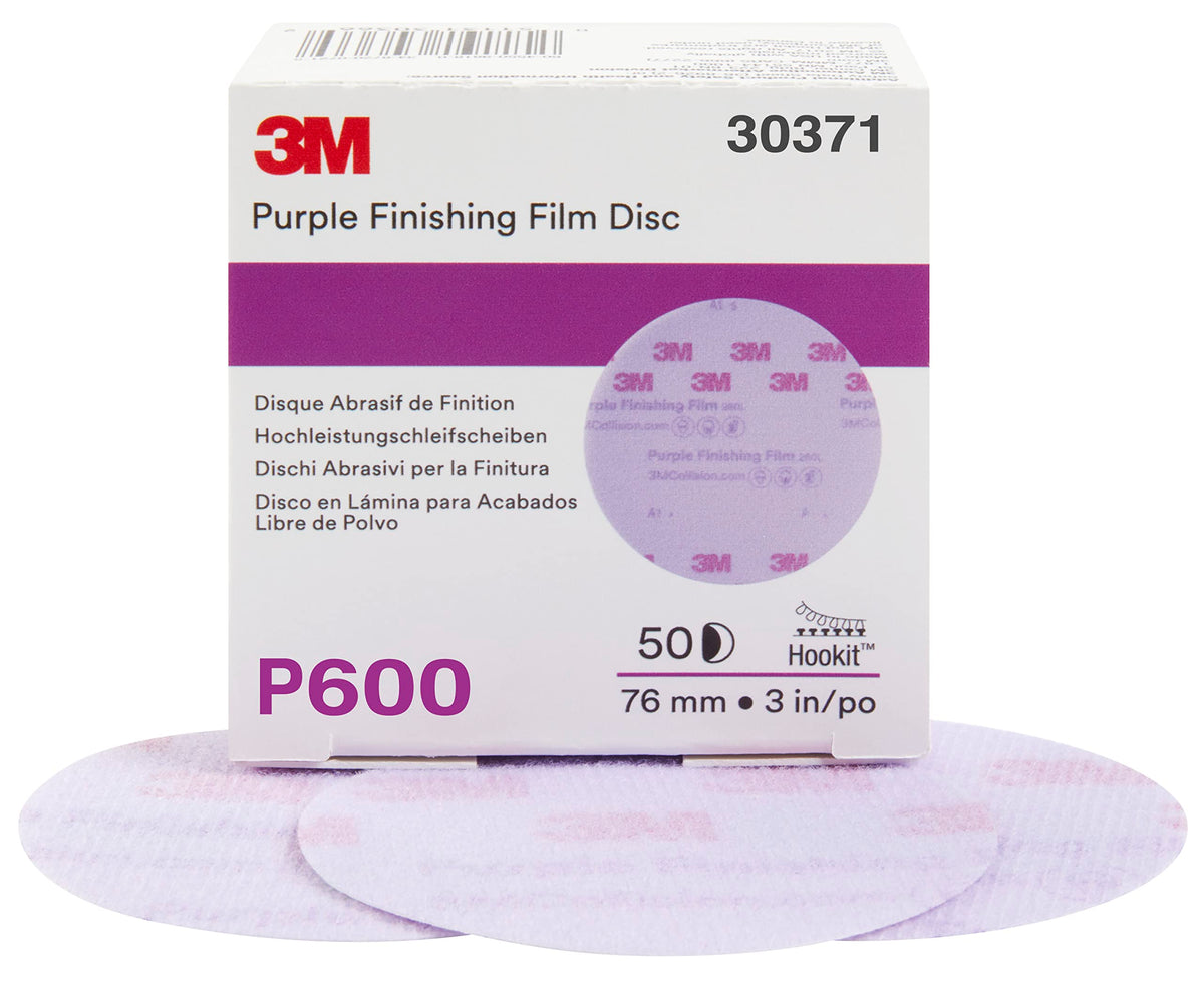 3M 30371 Hookit Purple 3'' P600 Grit Finishing Film Disc