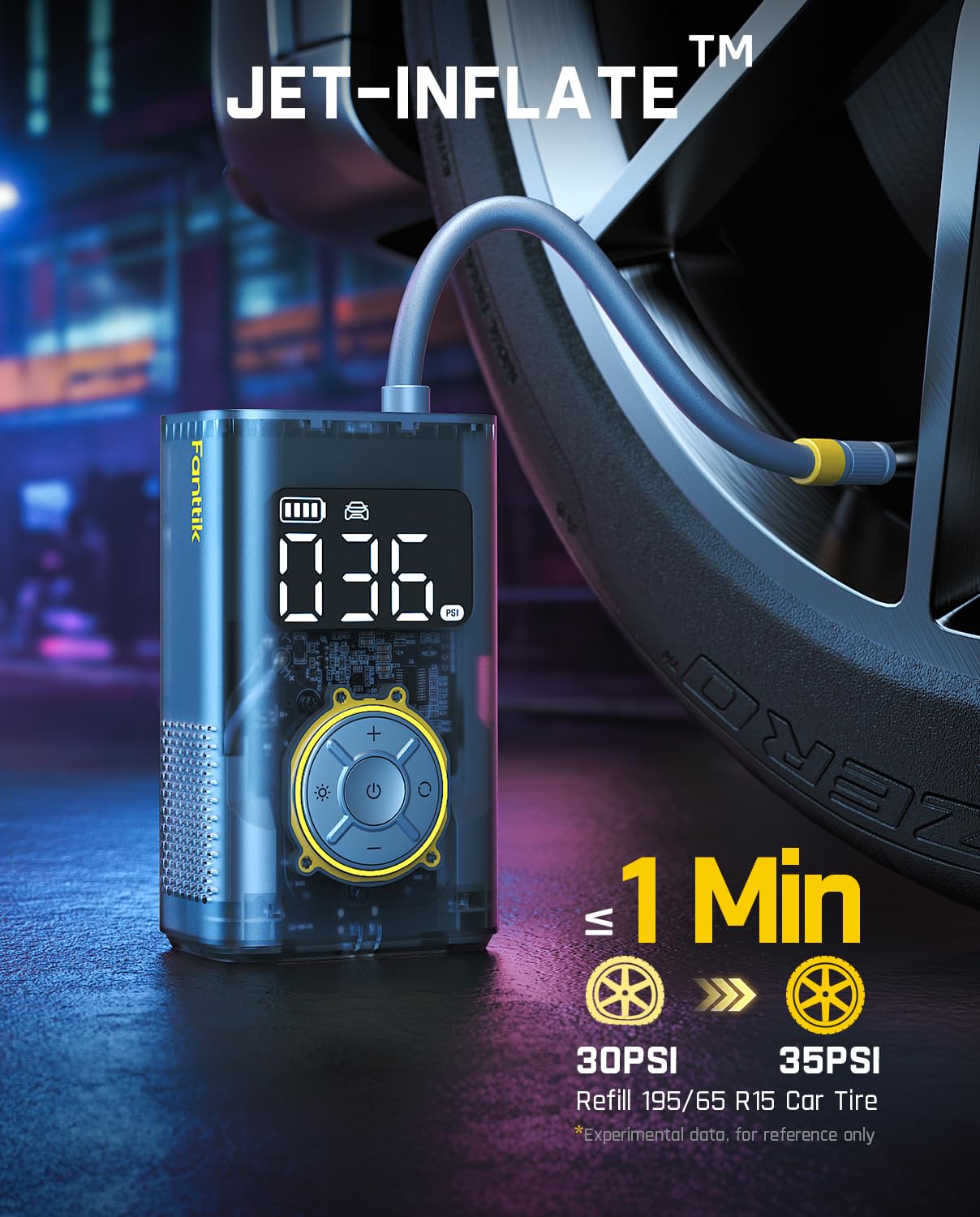 Fanttik X9 Pro Portable Tire Inflator For Compact Car, 1Min Jet-Inflate Electric Bike Pump With Digital Tire Pressure Gauge, 150