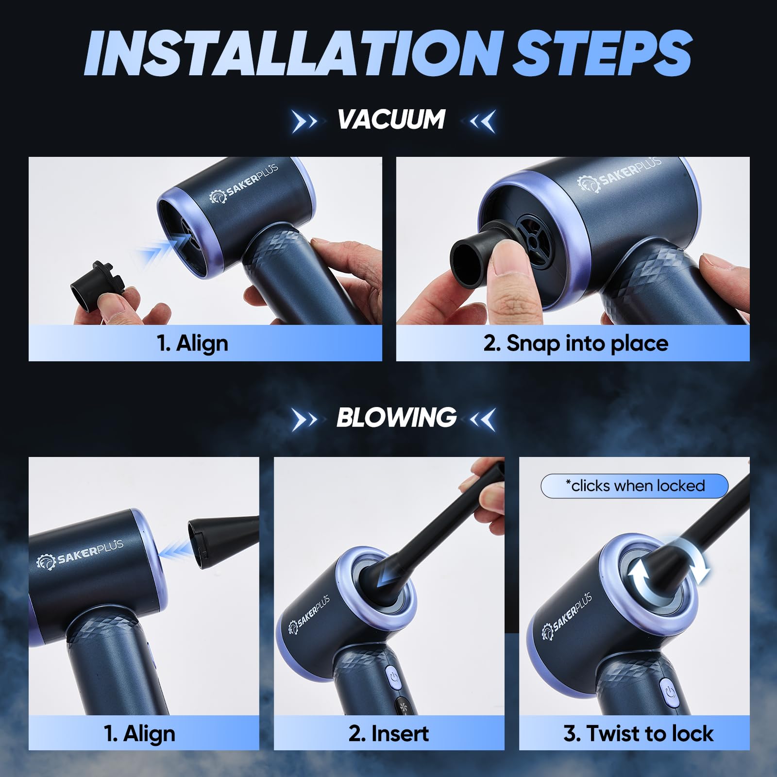 SakerPlus Car Vacuum Cleaner- 3 in 1 Cordless Handheld Vacuum Cleaner, 13000Pa High Power Car Vaccum Cleaner with Brushless Moto