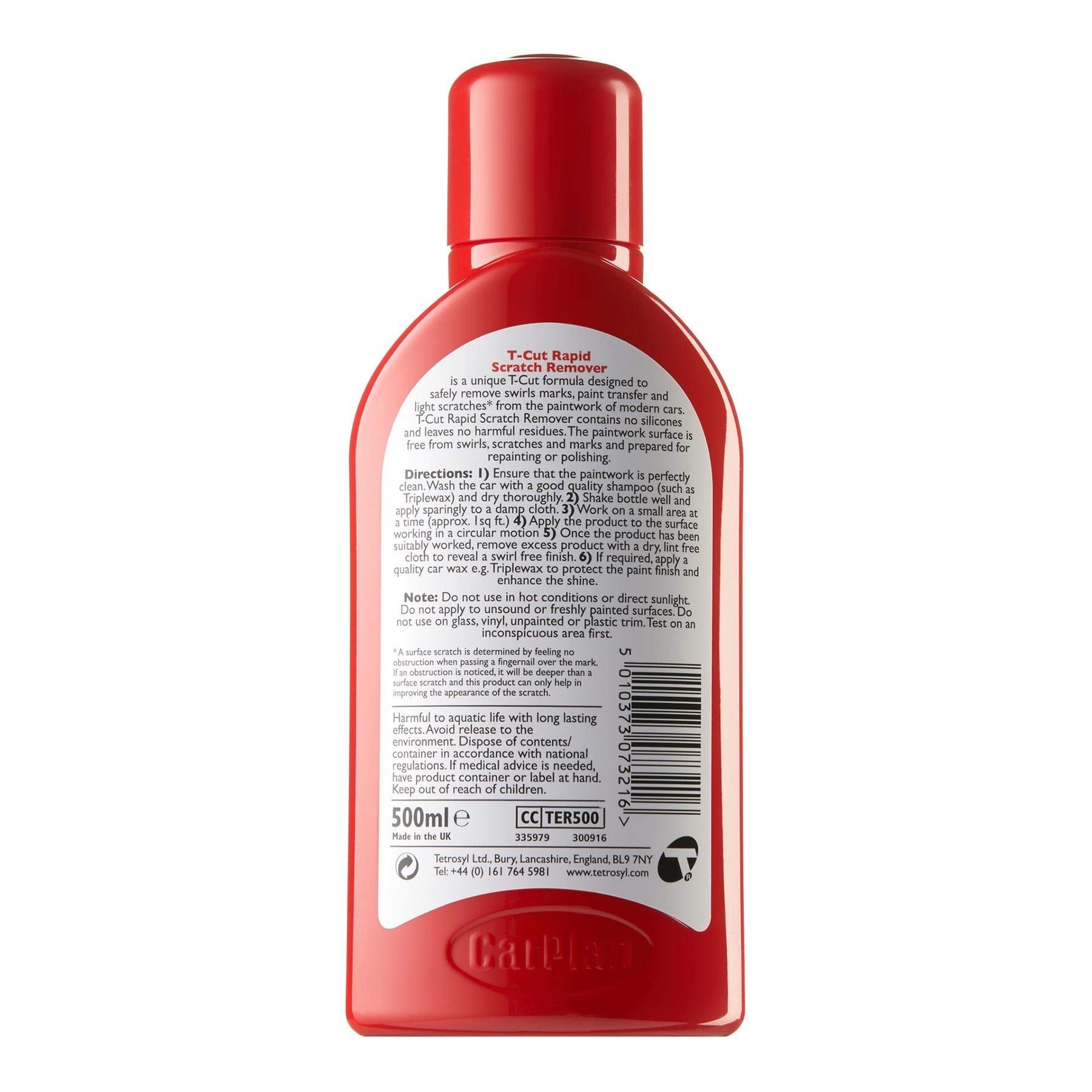 T-Cut Rapid Scratch Remover Car Polish, 17fl Oz, Multi Color, Model TPP500, Silicone Material