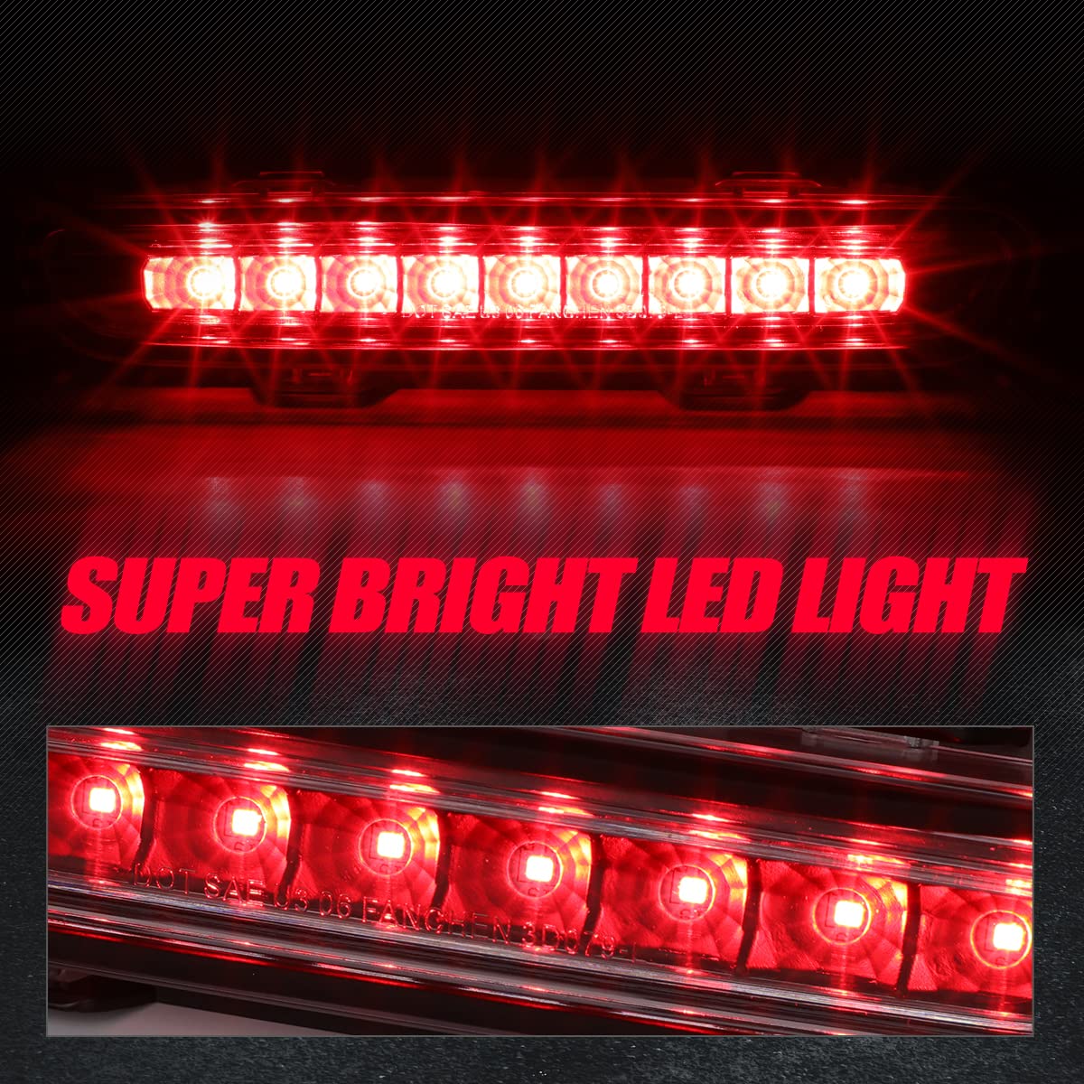 Auto Dynasty Full Led Rear Center High Mount 3Rd Third Tail Brake Light Stop Lamp Compatible With Charger 2006-2010, Black Housing Clear Lens