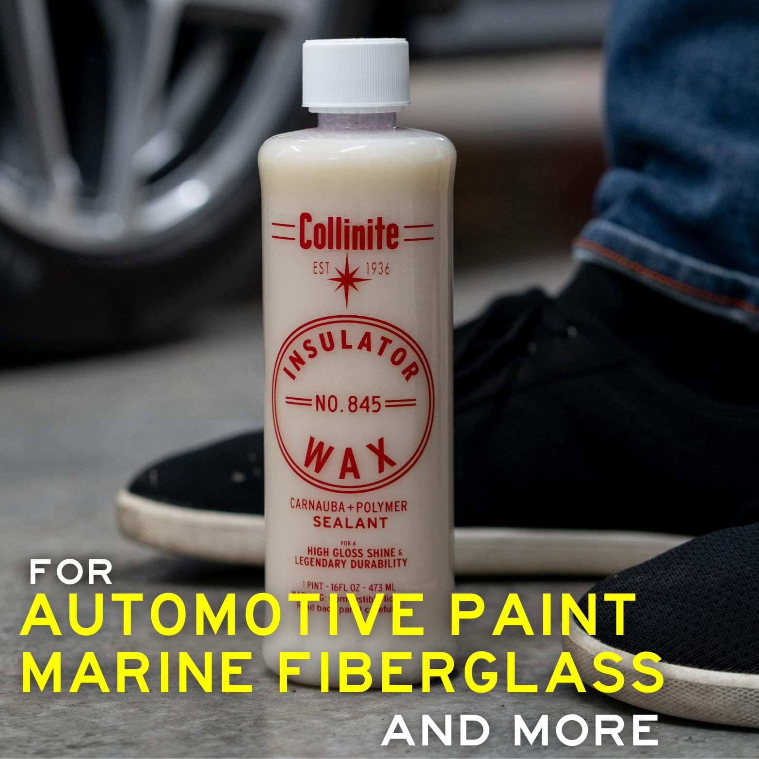 Collinite 845 Insulator Wax - Carnauba+Polymer Sealant, High Gloss, Durable Beading & Long-Lasting Paint Protection for Cars, Bo