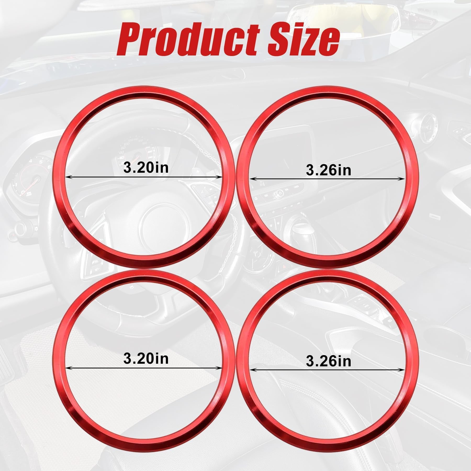 SecosAutoparts 4PCS Aluminum Air Vent Outlet Ring Cover for Chevrolet Camaro 2016-2020, Red Decor