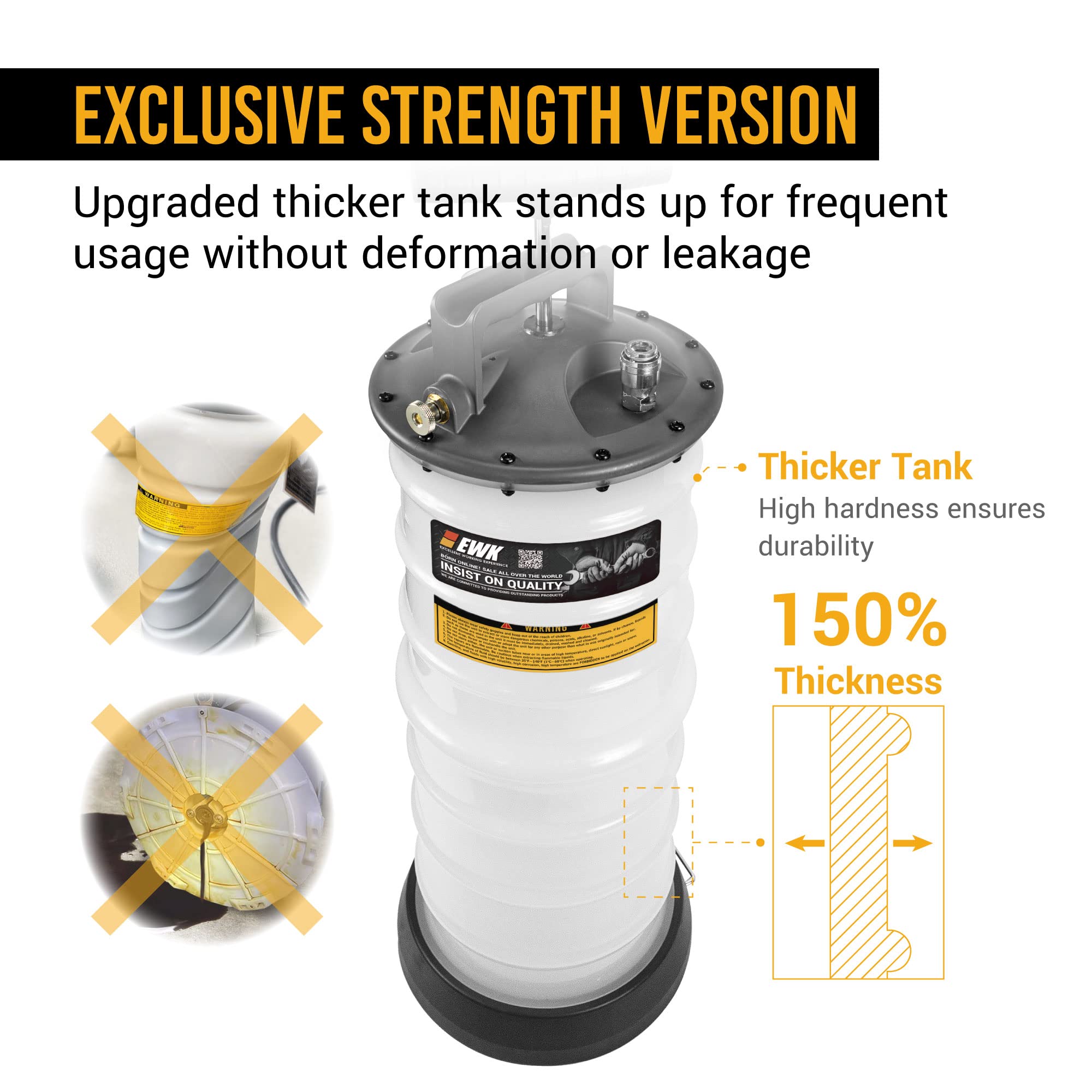 Ewk 12L Heavy Duty Manual Oil Extractor/Dispenser Pump For Automotive Fluids Vacuum Evacuation