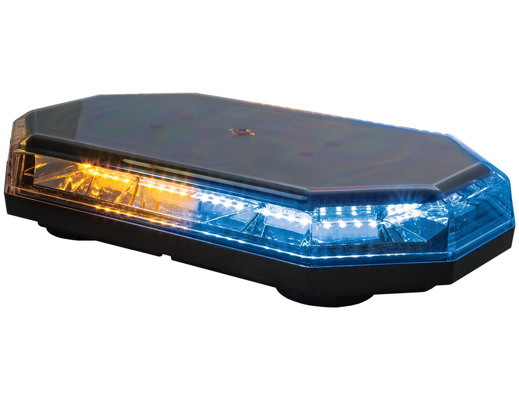 Buyers Products 8891068 15 Inch Octagonal Led Mini Light Bar, Amber/Blue, 56 Leds, 10 Flash Patterns, Permanent Or Magnetic Mount, 3.2 Amp, Emergency Lights For Vehicles, Truck Accessories