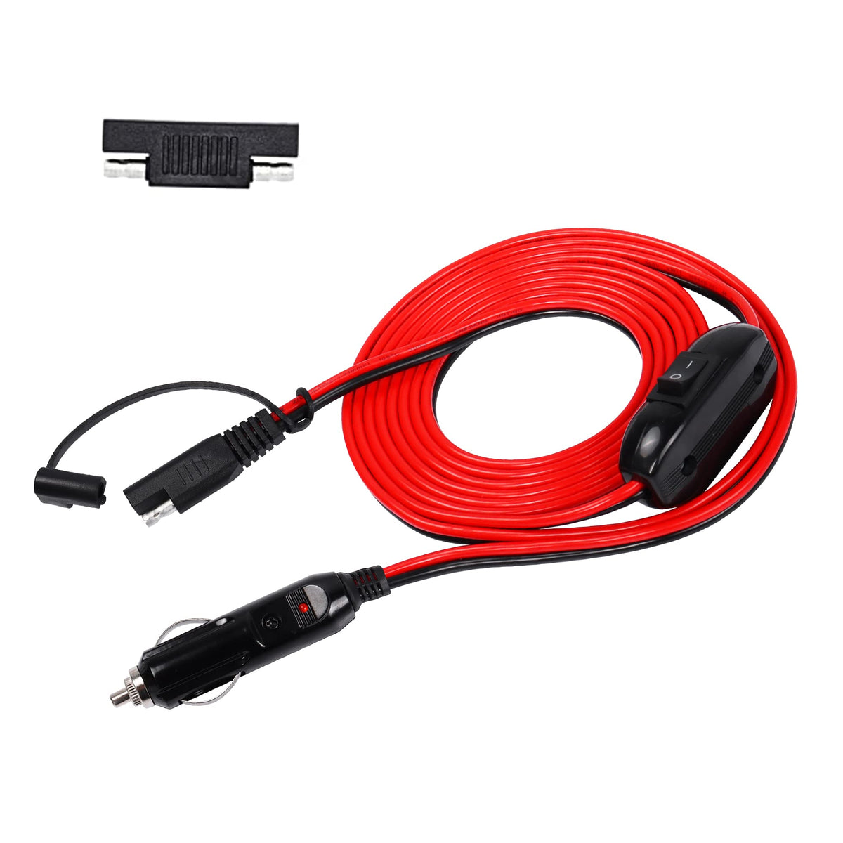 SinLoon Cigarette Lighter SAE Battery Charger Cable with Switch,12V 15A Cigarette Lighter Male Plug to Waterproof SAE Quick Rele