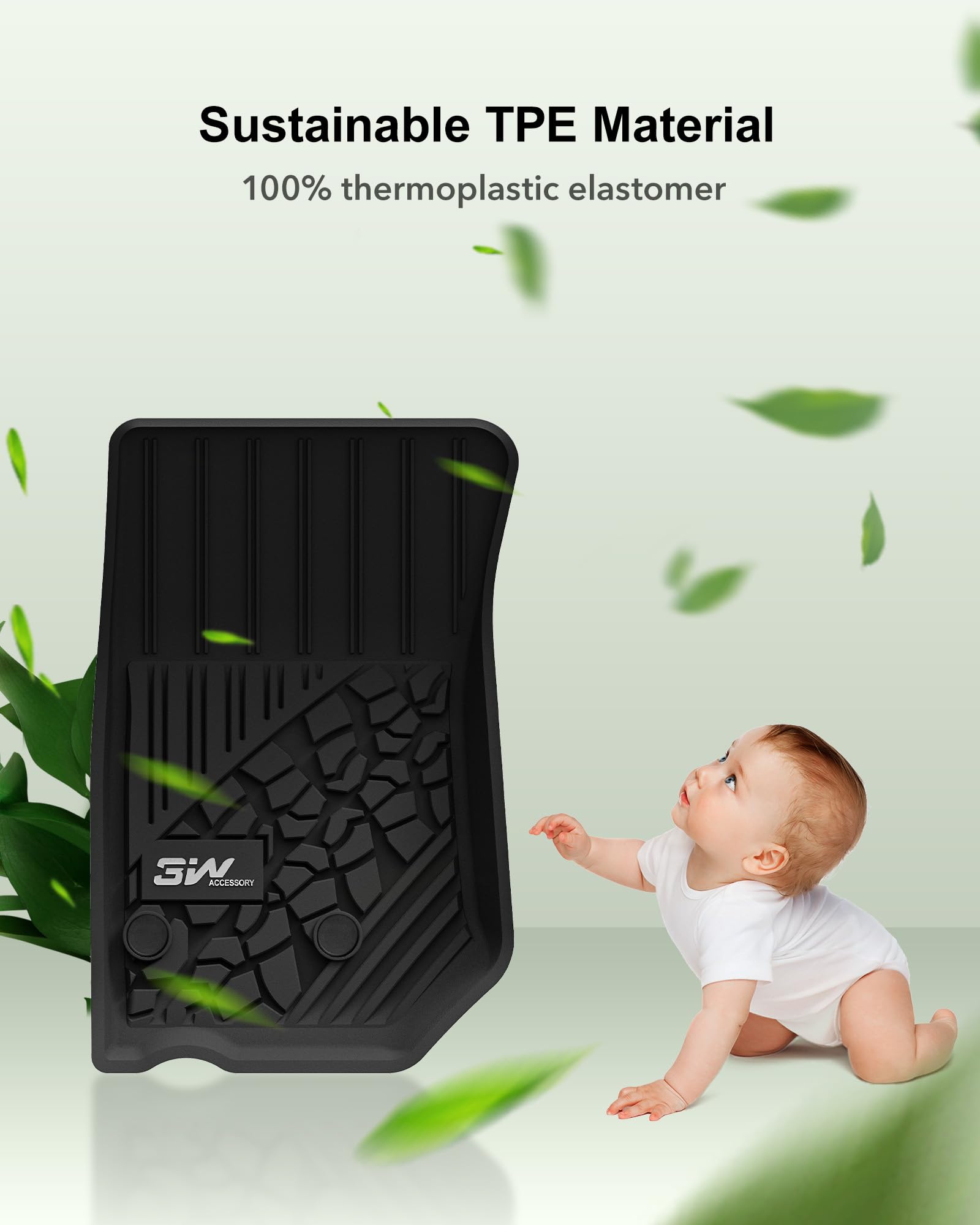 3W Floor Mats Fit for Jeep Wrangler JK 2013-2018 Unlimited 4 Door Only (Non JL or 4XE) TPE All Weather Custom Fit Floor Liner fo