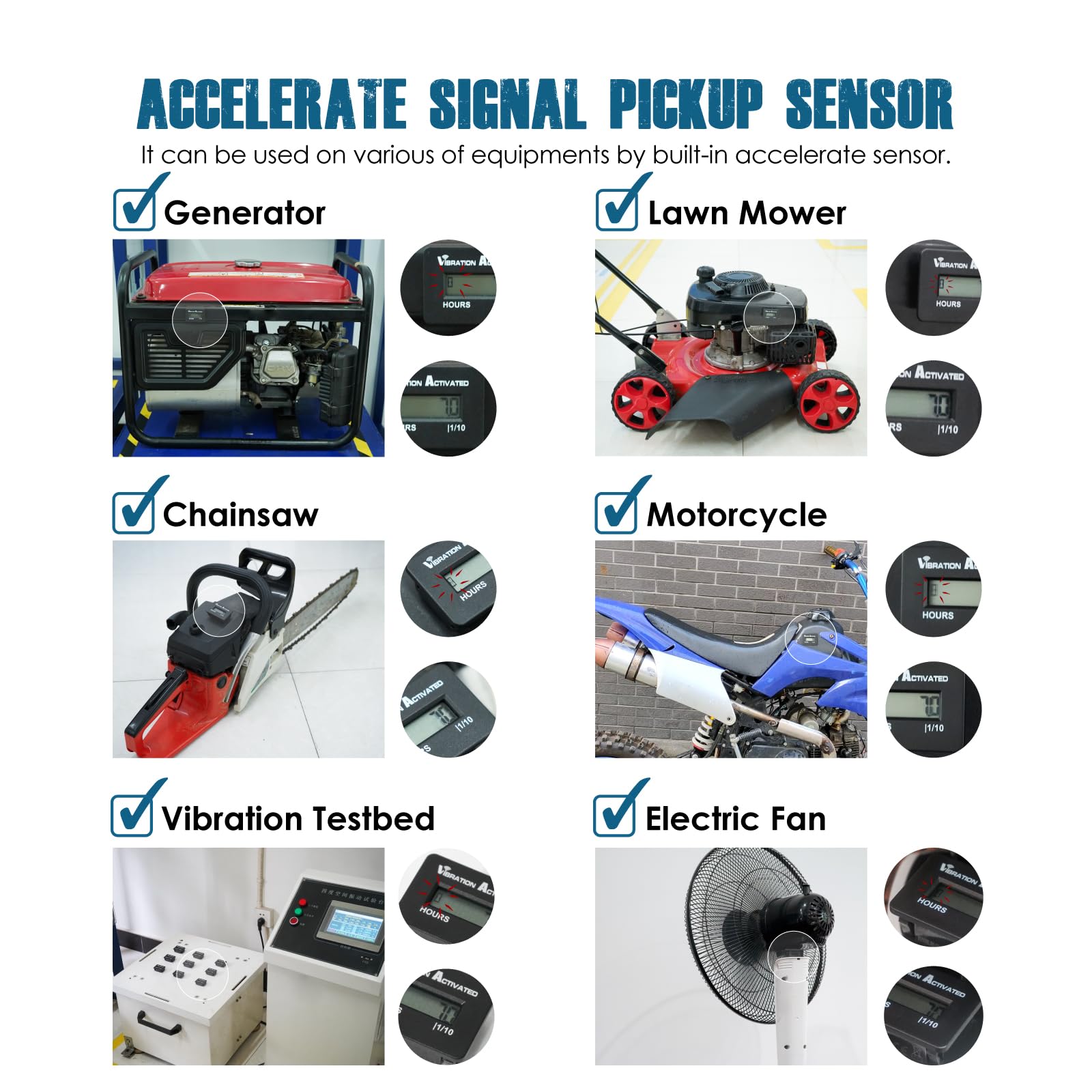 Runleader Digital Wilress Vibration Activated Hour Meter,Accelerate Sensor Design,Snap-In Mounting,Applicable To All Types Of La
