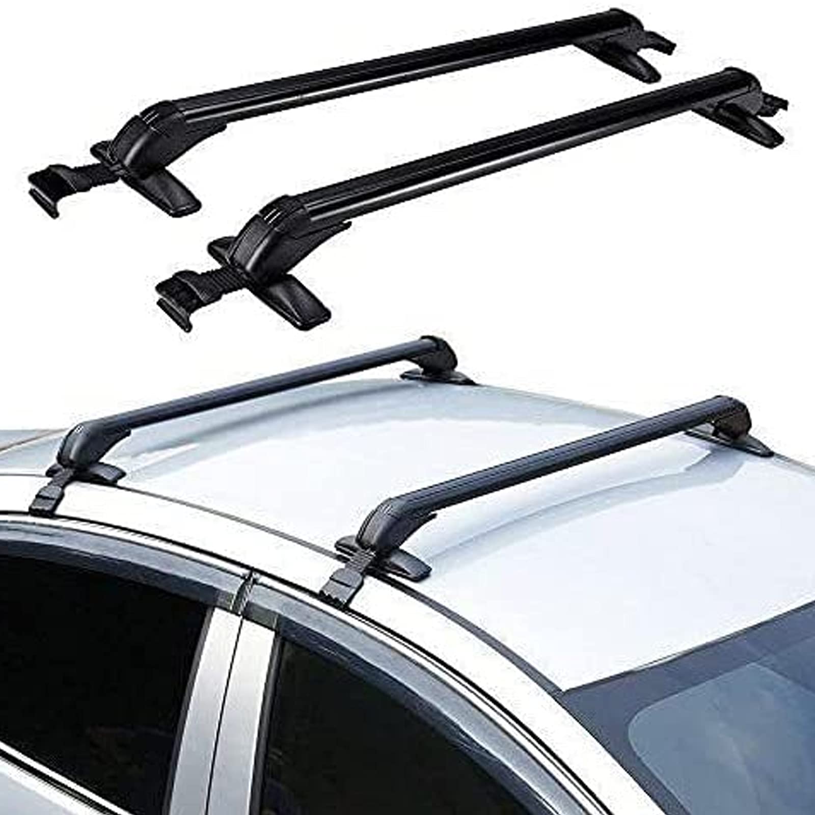 Roof Rack Crossbars, 2Pcs 40'' Universal Aluminum Car Cross Bar Luggage Rack with Adjustable Window Frame & Anti-Theft Design fo