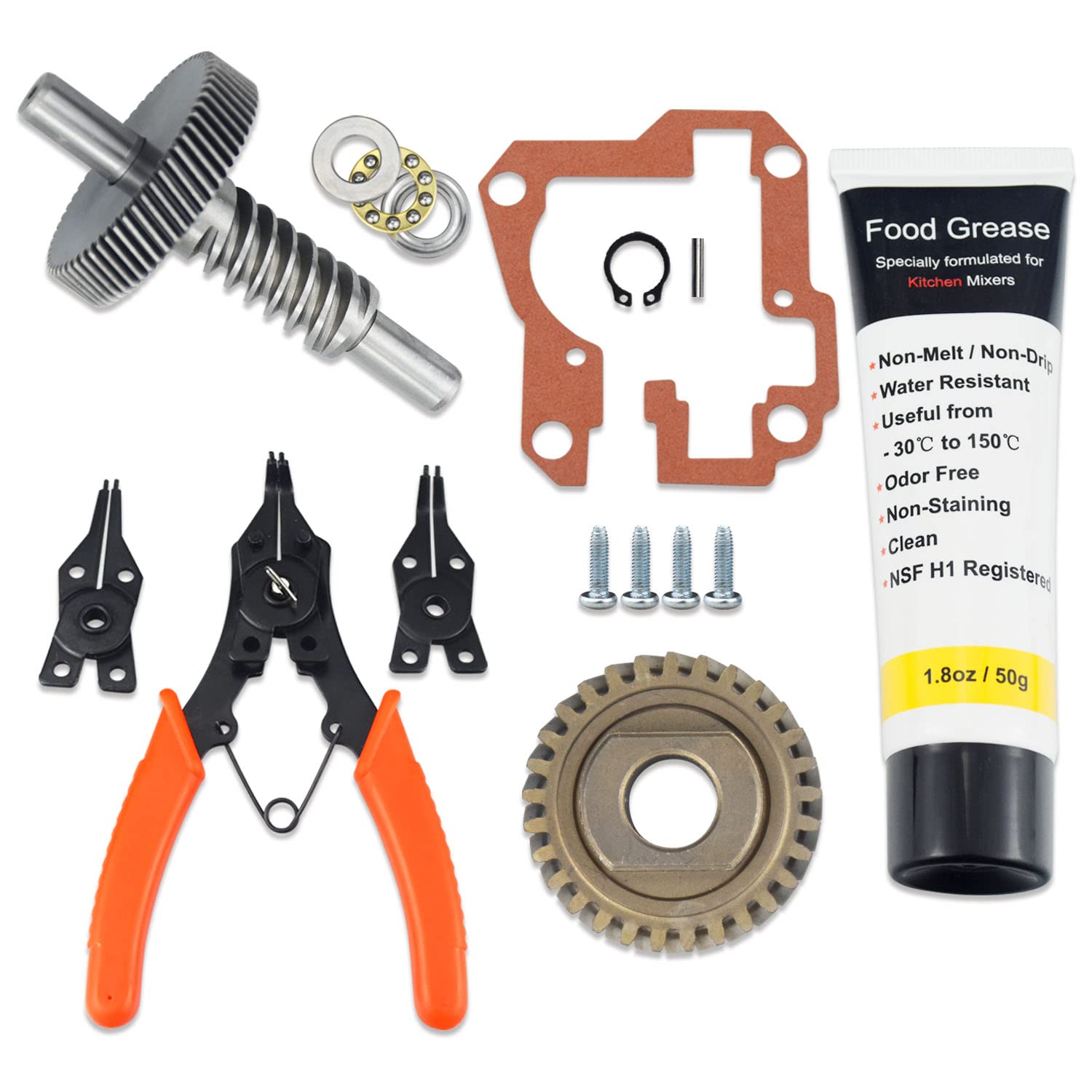 Huthbrother Worm Gear Kit Compatible With Whirlpool 5Qt&6Qt 9709231 Replacement Gear Parts With 9703445 Bearing & Gear 9706529 W