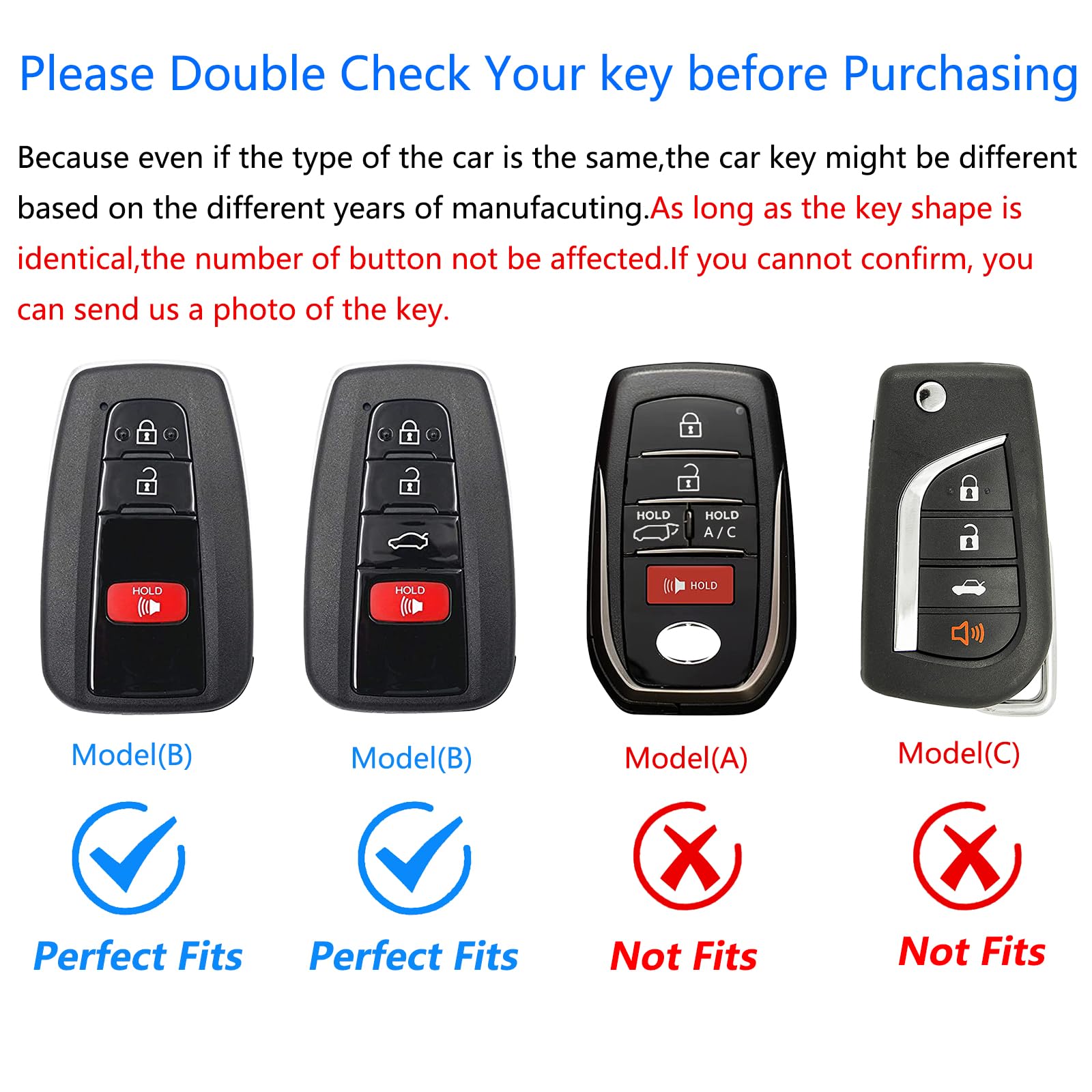 Ocezbiis For Toyota Key Fob Cover,Keychain,Zinc Alloy Protection Car Key Shell Case Compatible With Toyota Smart Remote Keyshell