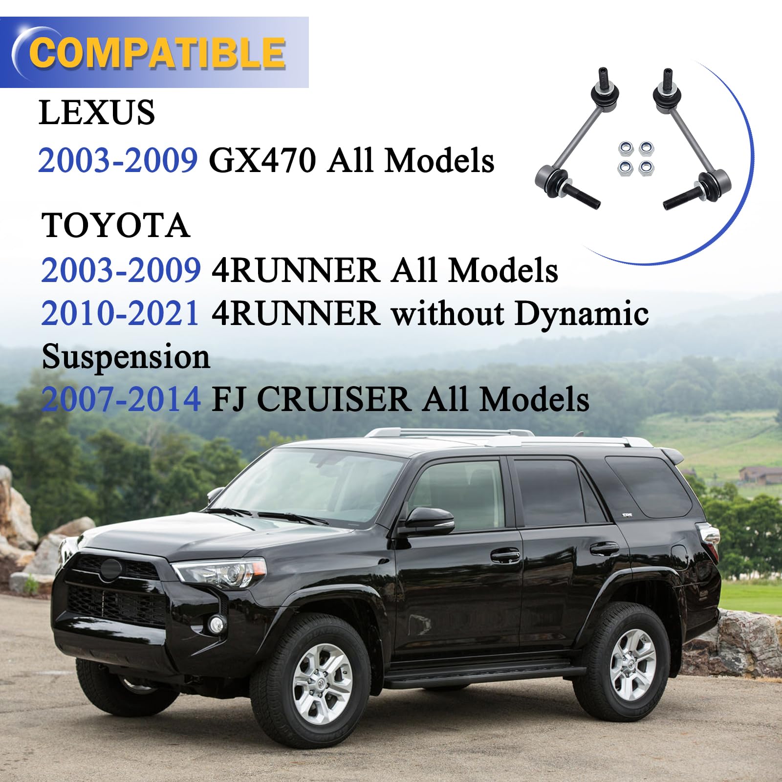 Zinc-Nickel Alloy Stabilizer Sway Bar Links For 2003-2021 Toyota 4Runner 2007-2014 Fj Cruiser 2003-2009 Lexus Gx470 K90683&K9067