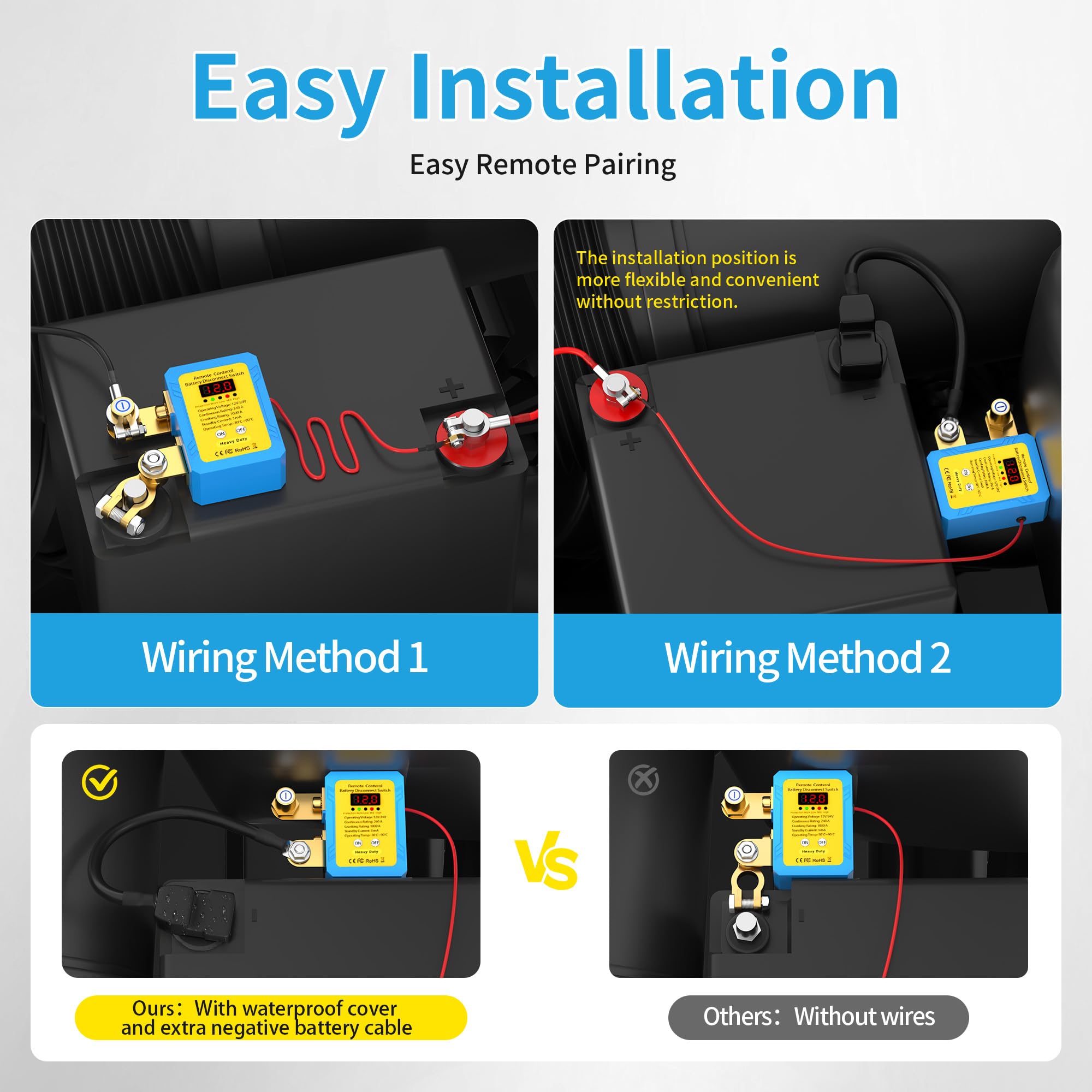 Joinfworld Kill Switch For Car 12V 240A Remote Battery Disconnect Switch With Led Voltage Display Car Kill Switch Anti-Theft Aut
