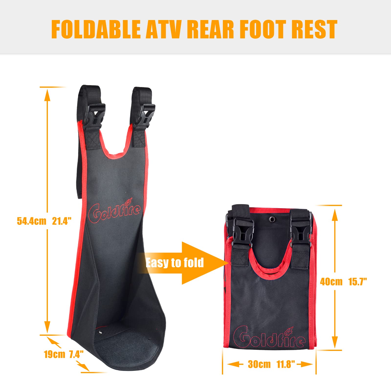 Sresk Atv Rear Passenger Foot Rest,Universal Adjustable Foldable Wear-Resistant Motorcycle Rear Foot Pegs Compatible With Sportsman Rancher Griz (Red Piping)