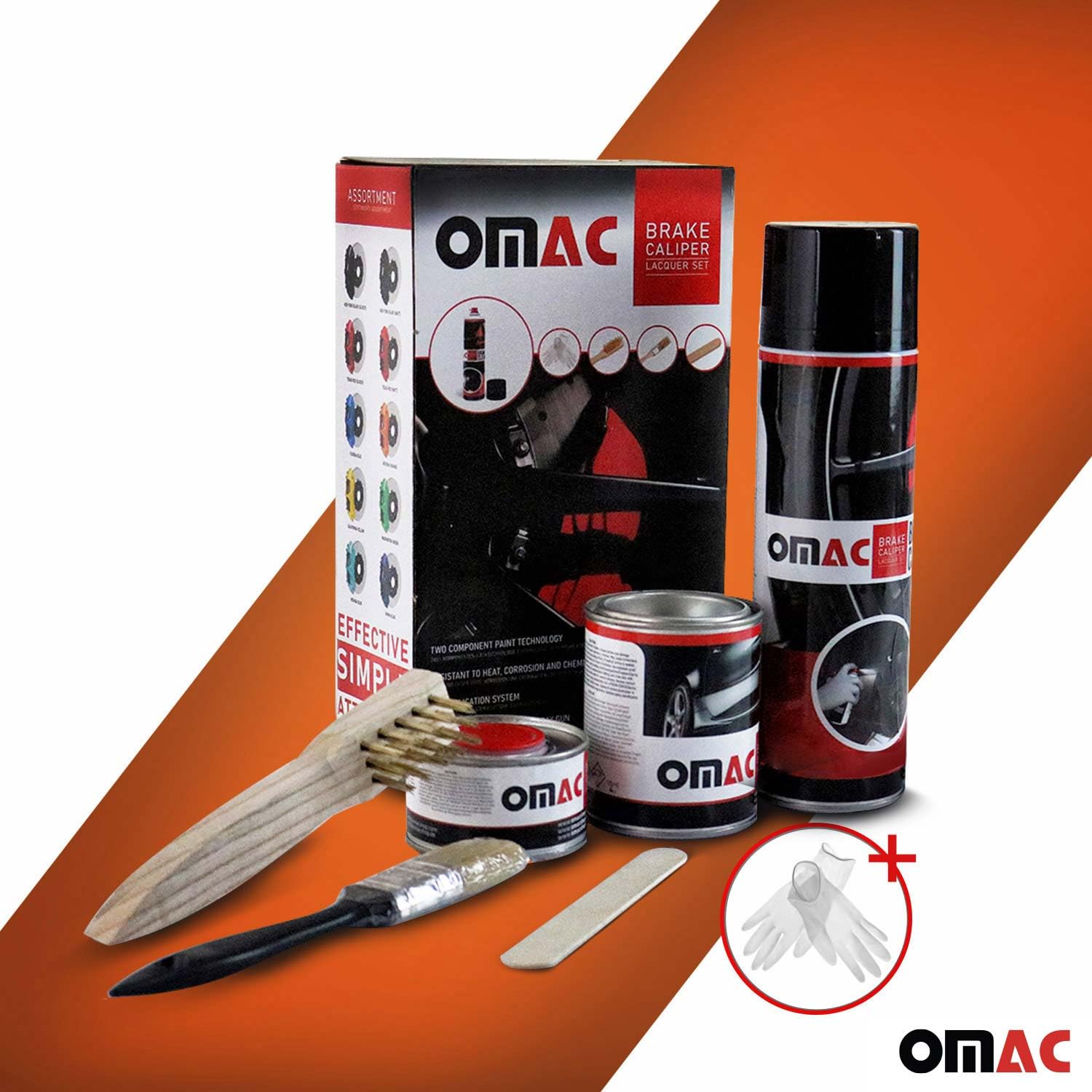 Omac High Temperature Brake Caliper Paint System Kit, Heat Resistant Coating, Epoxy Paint Based System, Arizona Orange (Glossy)