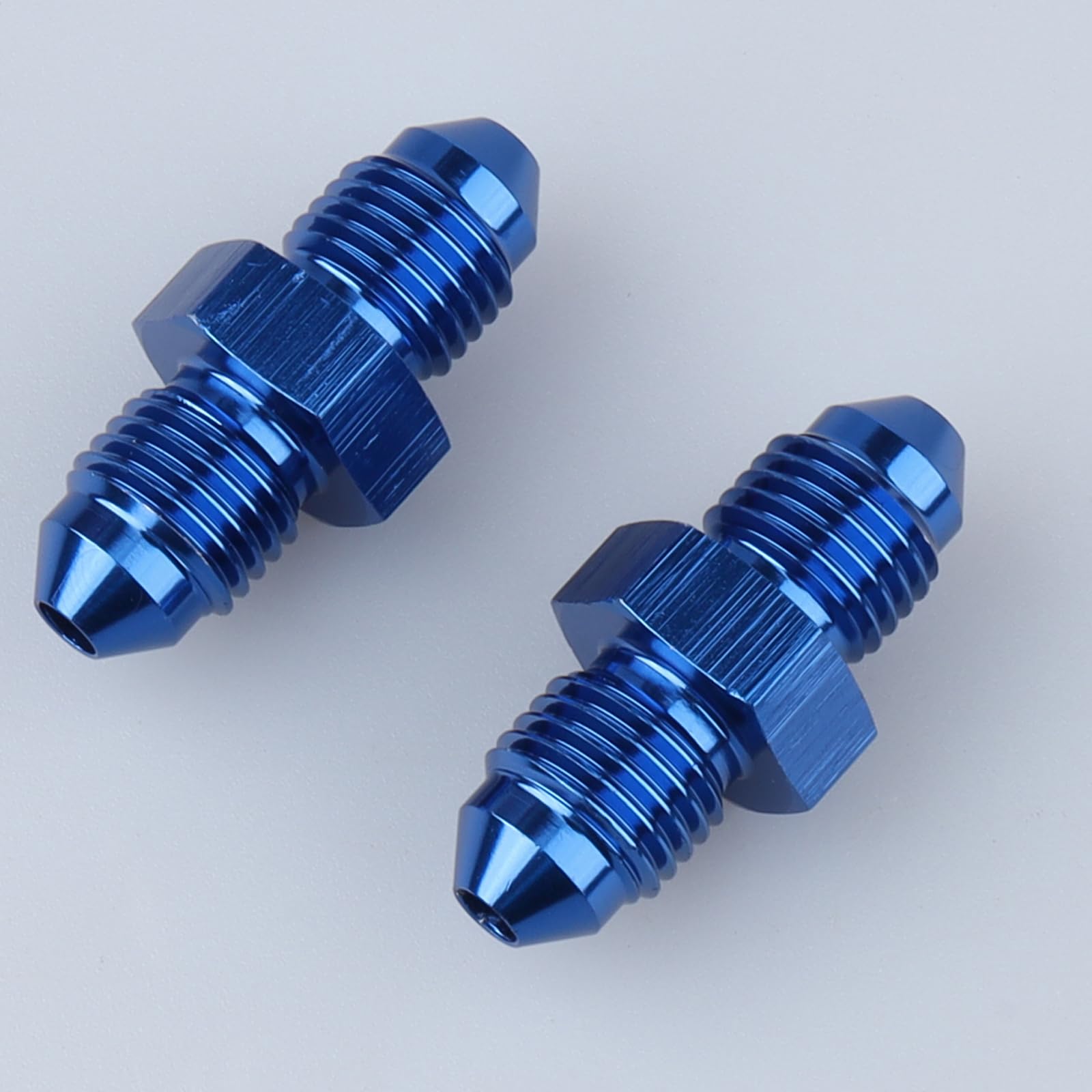 AC PERFORMANCE -3 AN Male Flare to -3 AN Male Coupling Hose Union Fuel Fitting Adapter Aluminum Blue, Pack of 2