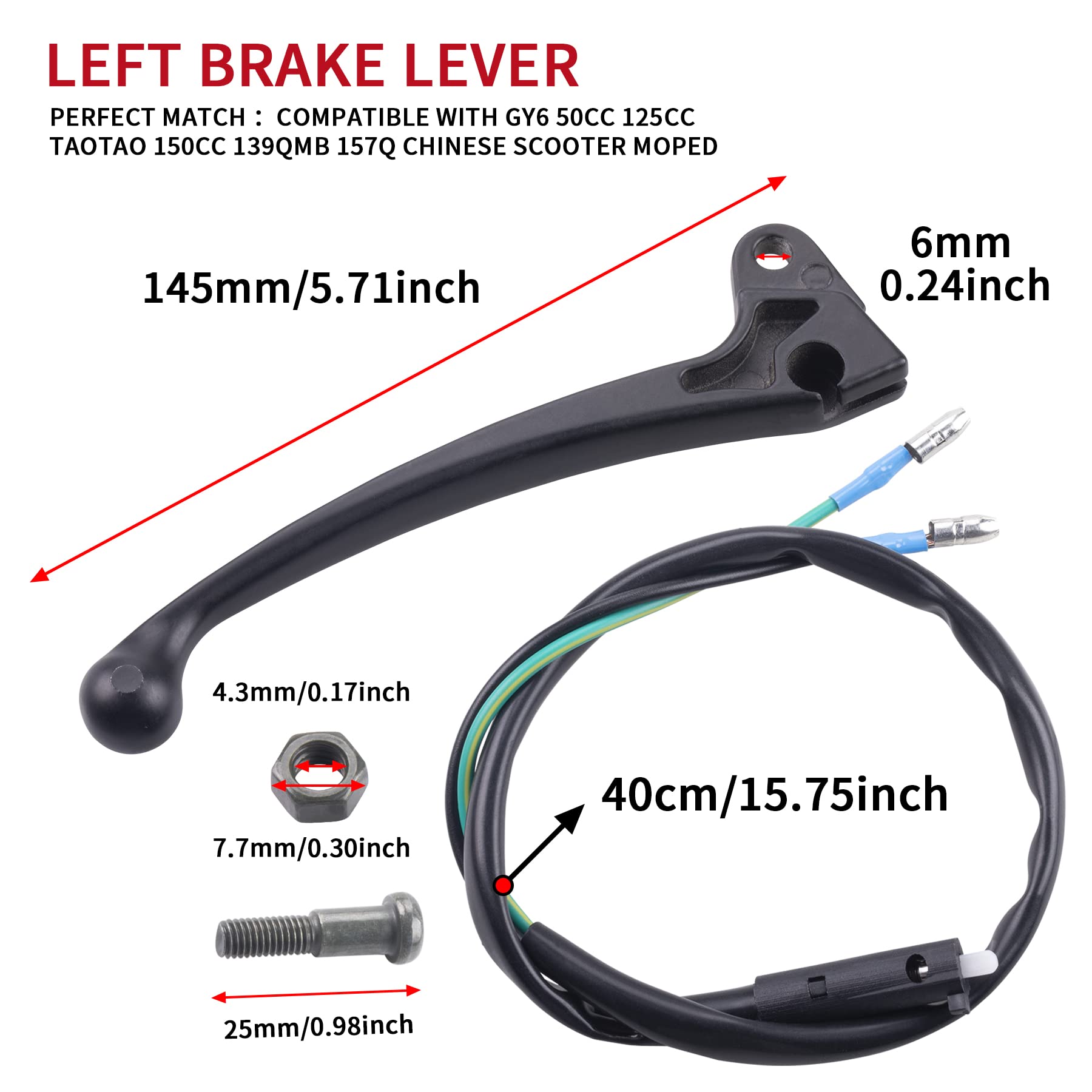 Cncmotok Left Brake Lever Fit For Gy6 50Cc 125Cc 150Cc 139Qmb 157Q Roketa Jonway Taotao Chinese Scooter Moped Parts
