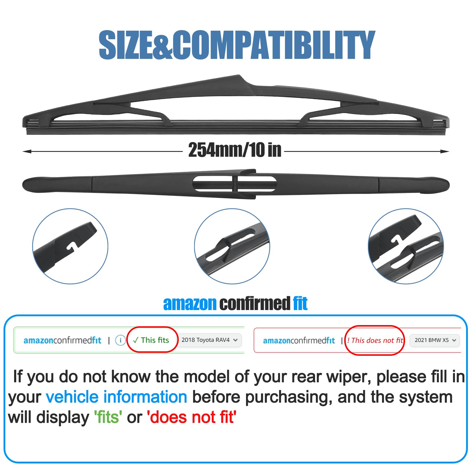 Gspscn 10'' Rear Wiper Blade,Original Replacement Back Windshield Wiper Blades For For Jeep Renegade 2022 2021 2020 2019 2018 20