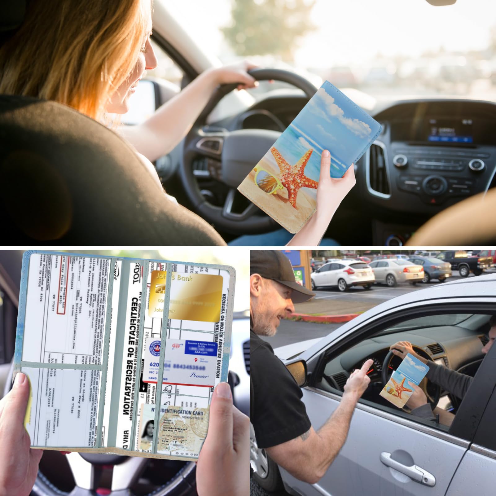 Tildosac Leather Car Registration And Insurance Card Holder, Car Document Holder For Cards License With Magnetic Shut(Blue)