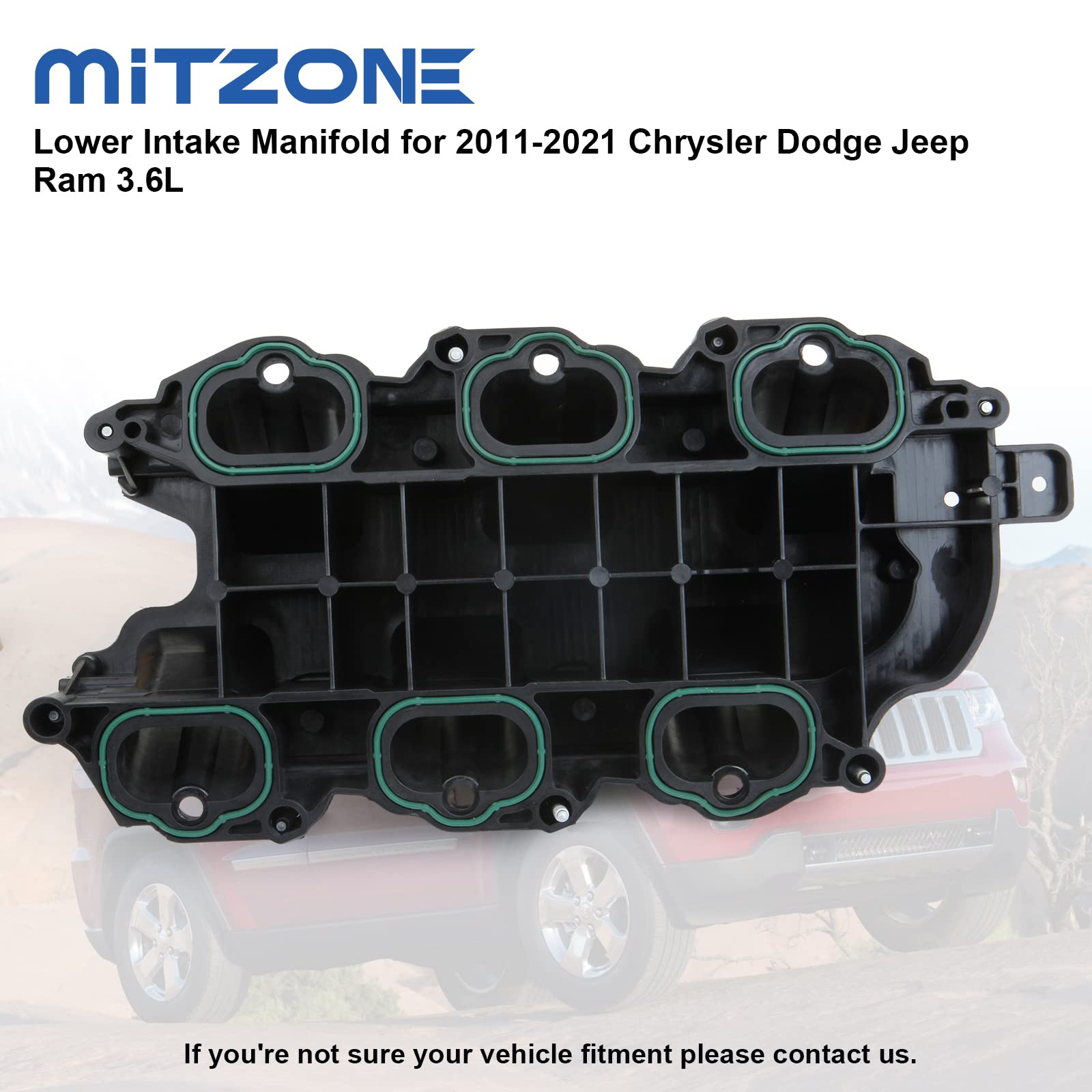 MITZONE Lower Intake Manifold with Gasket Compatible with 2011-2018 Jeep Dodge RAM Chrysler 3.6L V6 Vehicles - Grand Cherokee Wr