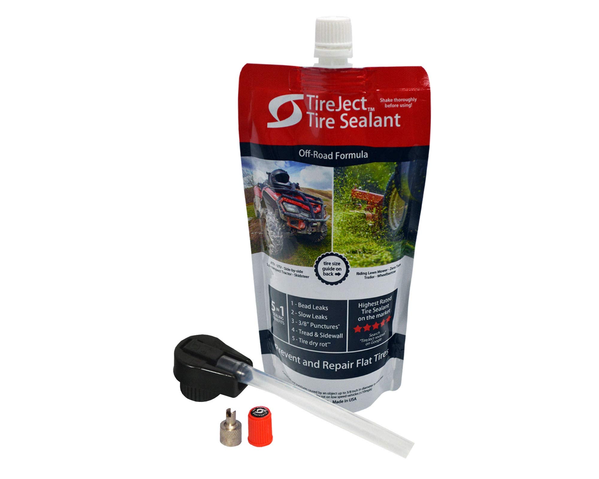 Tireject Off-Road Tire Sealant Kit - 5-In-1 Sealing - Fix And Prevent Flat Tires (10Oz)