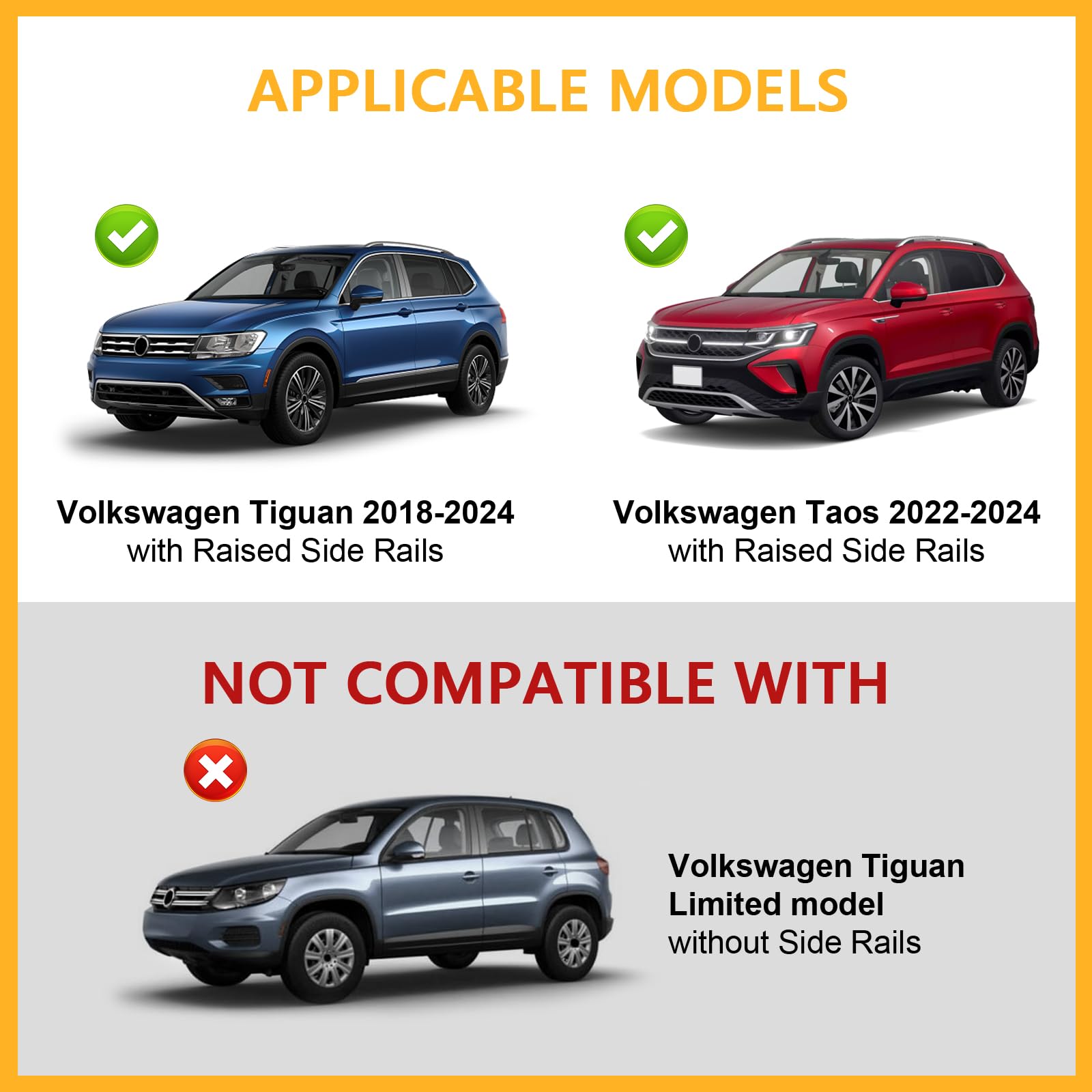 Tuyoung 220lbs Lockbale Roof Rack Cross Bars Compatible with Volkswagen VW Tiguan 2018-2024 (Not for Limited) & Taos 2022-2024,