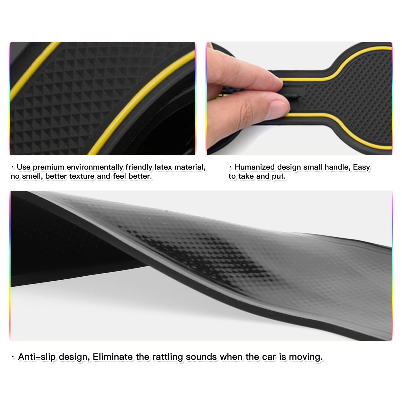 SKTU 2024-2025 Chevy Trax Door Slot Mat - 14PCS Fit 2024-2025 Trax Door Compartment Cup Center Console Liners (Yellow) for LS, L