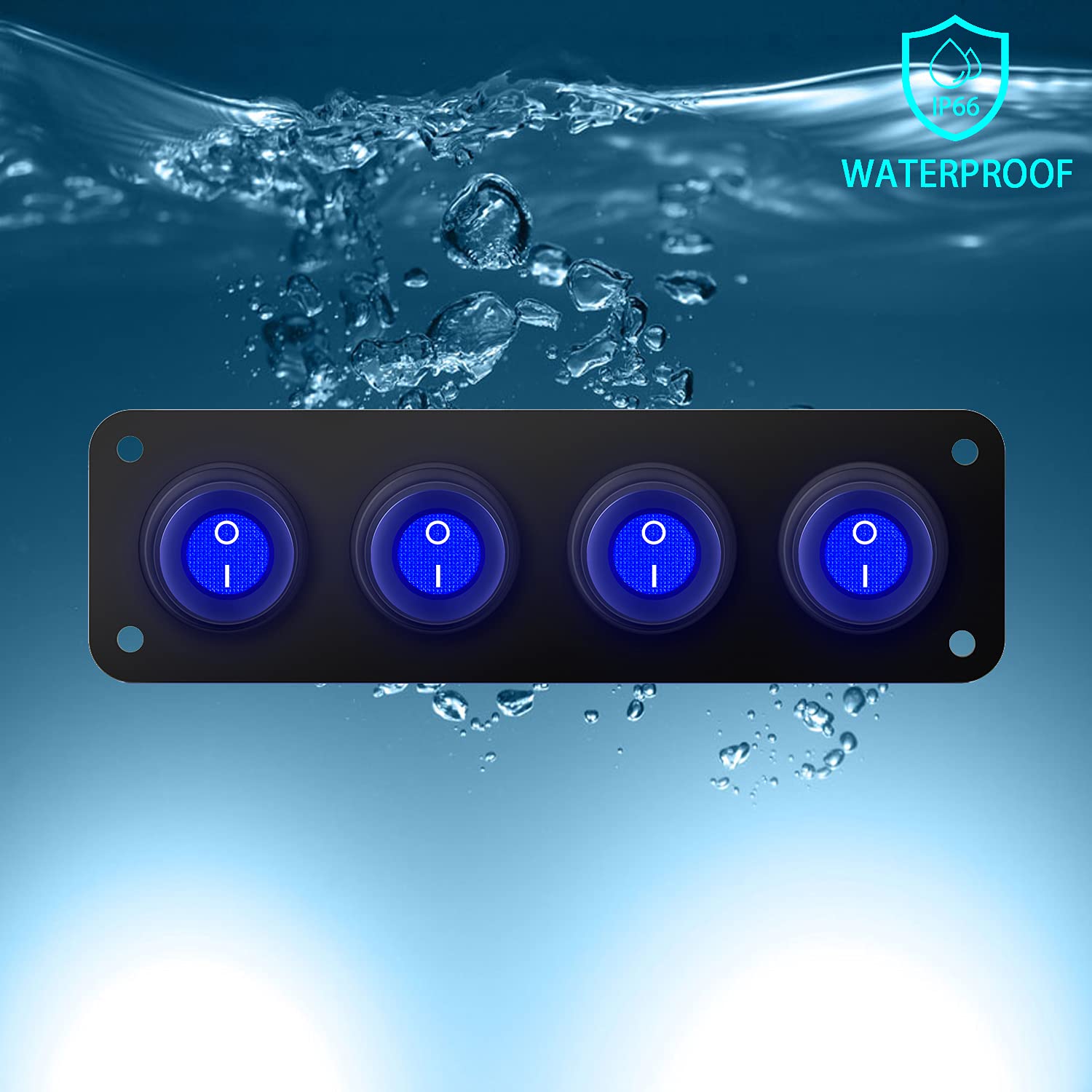 4 Gang 12V 20 Amp Toggle Rocker Switch Panel LED Breaker Waterproof Widely Fits for Auto Automotive Lights Car Marine Boat Yacht