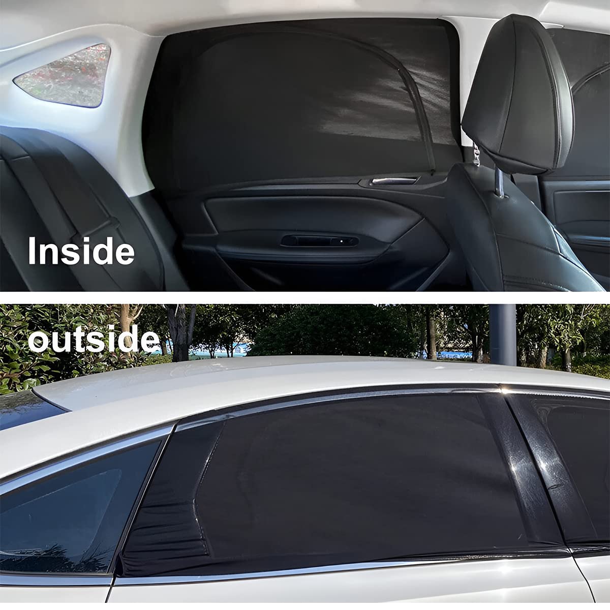 Loyaforba 2Pcs Car Window Shade, Zipper Breathable Side Sun Mesh, Auto Stretchy Front Rear Curtain Sun Rays Cover Screen For Bab