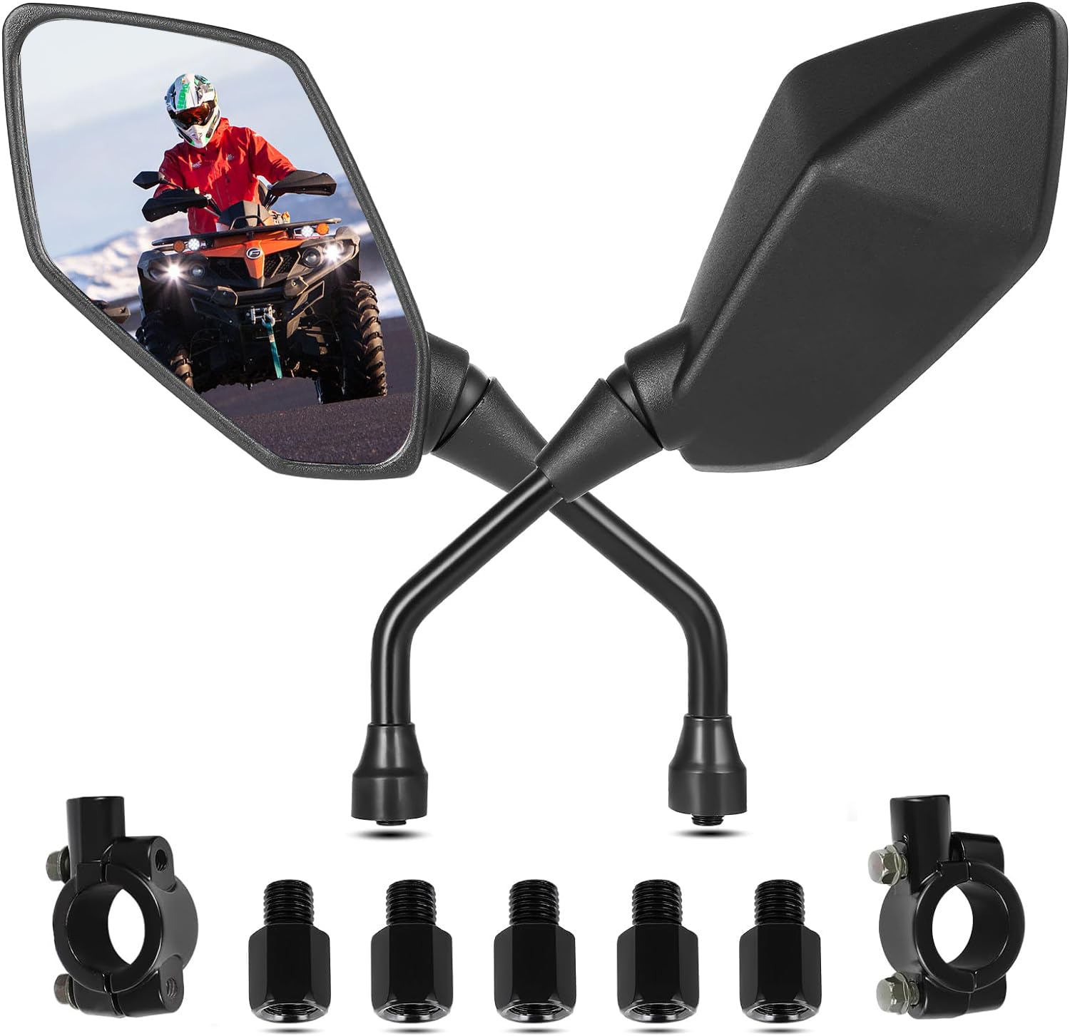 DeYeShiKi ATV Mirrors Motorcycle Mirrors,360 Degrees Ball-Type Adjustment,7/8'' Handlebar Mount,8MM 10MM Threaded Bolt Compatibl