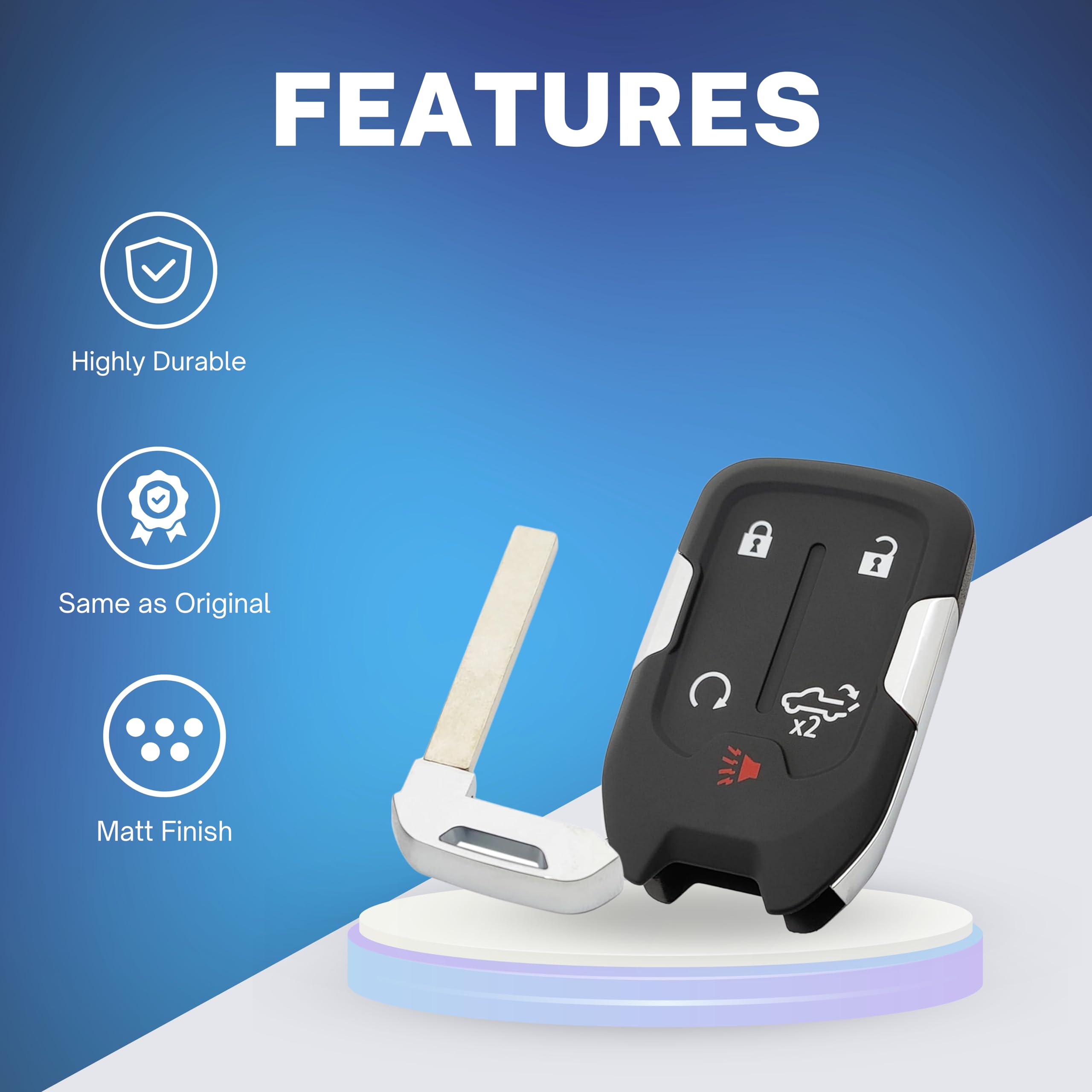 Key Fob Shell, Replacement Smart Remote Key Case Cover 5 Buttons for 2019-2024 GMC Sierra Chevy Silverado HYQ1EA HYQ1ES