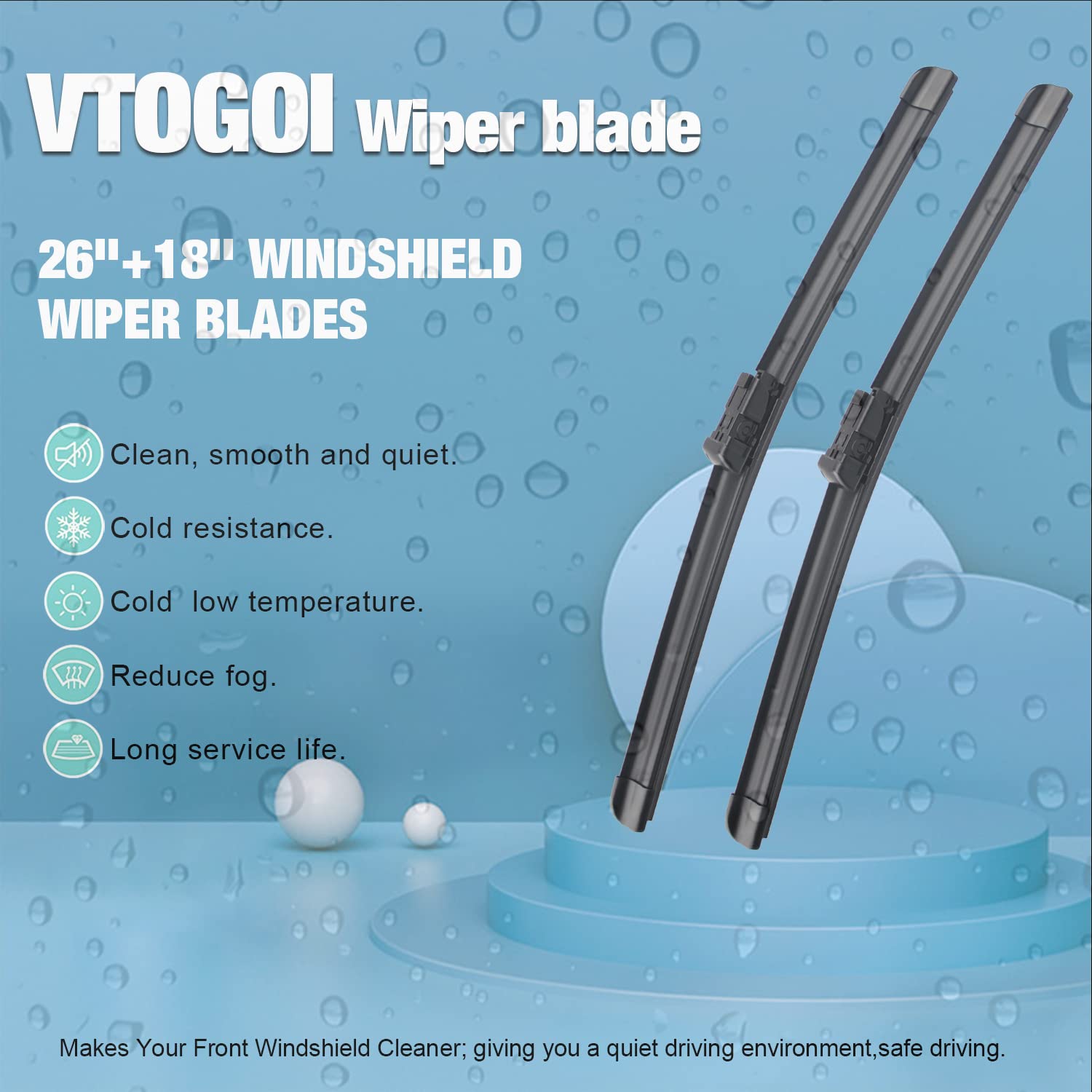 Vtogoi Wiper Blades With Rear Wiper Blades Set For 2018-2022 Jaguar F-Pace,Automotive Replacement Windshield Wiper Blades, That