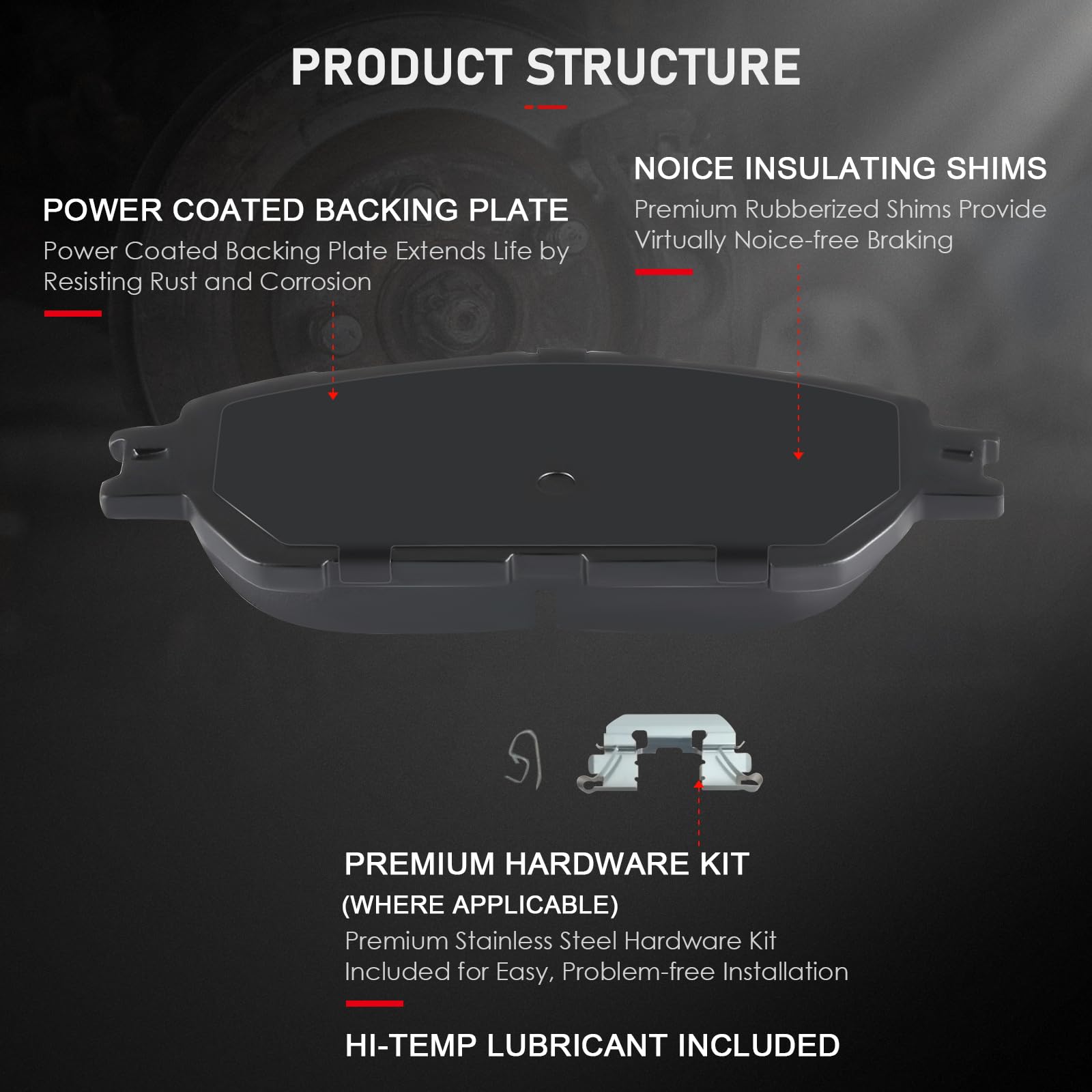 Cciyu D906 D828 Ceramic Front Rear Brake Pad Set Fit For 2005-2007 For Toyota Avalon,2005-2006 For Toyota For Camry,2004-2008 Fo
